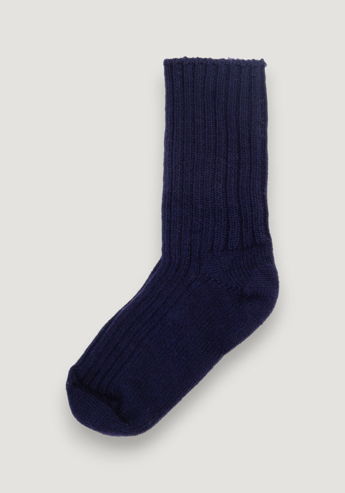 Șosete Rib din lână merinos (copii și adulți) - Navy