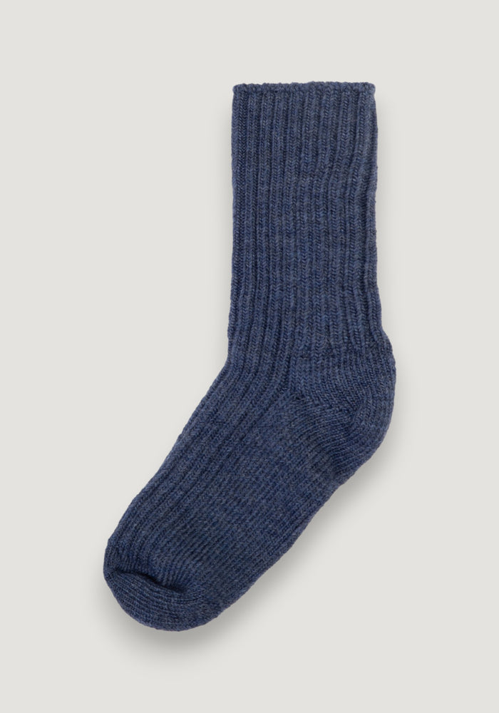Șosete Rib din lână merinos (copii și adulți) - Denim Melange