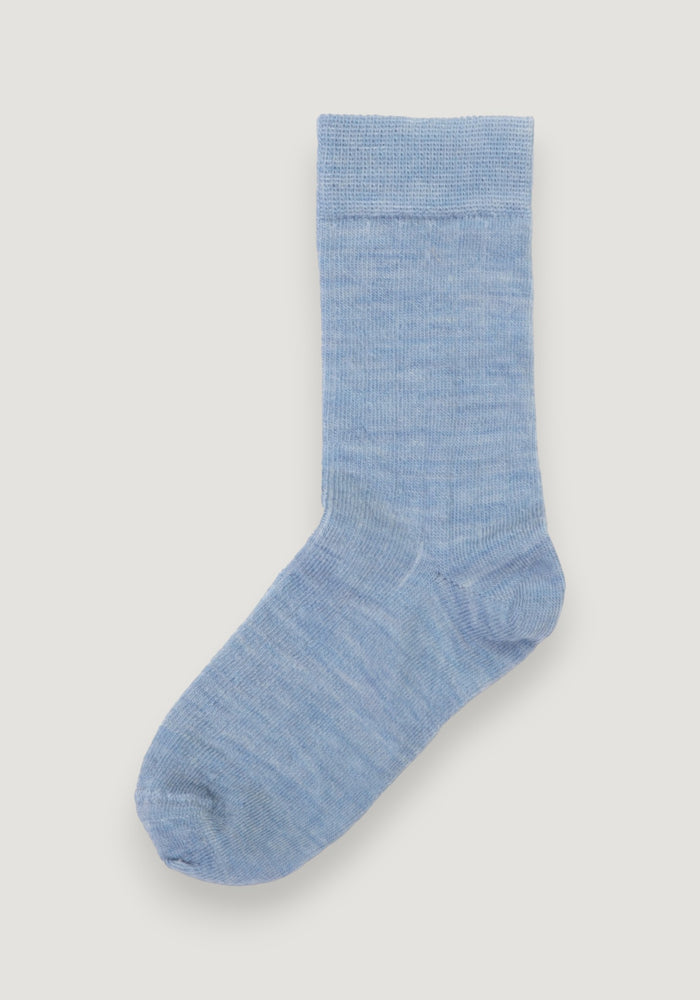 Șosete Rib extrafine din lână merinos (copii și adulți) - Blue Melange