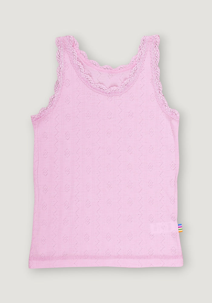 Maiou Eyelet din lână merinos și mătase - Basic Pink
