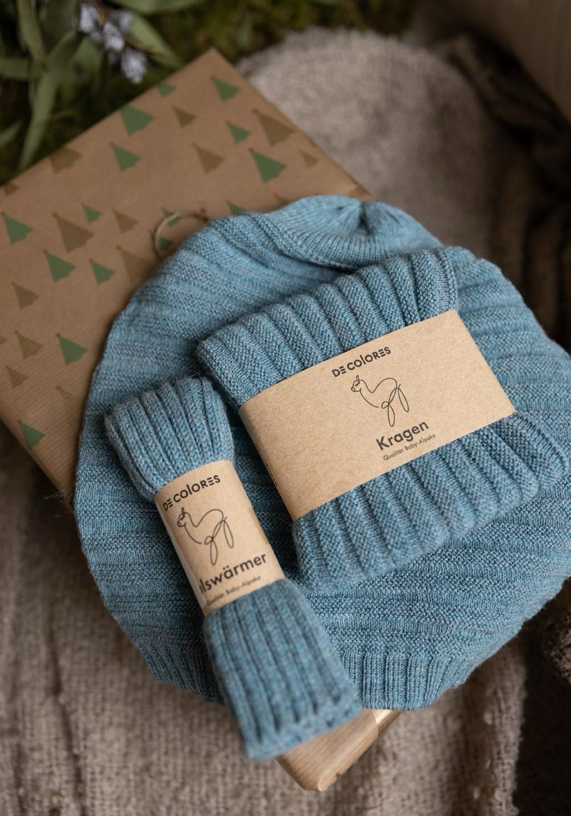 Căciulă long beanie adulți baby alpaca - Dusty Blue Melange