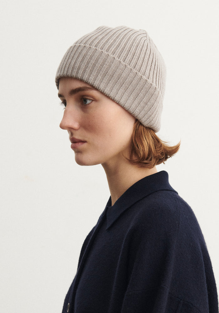Căciulă lână merinos - Rib Knit Oat Melange