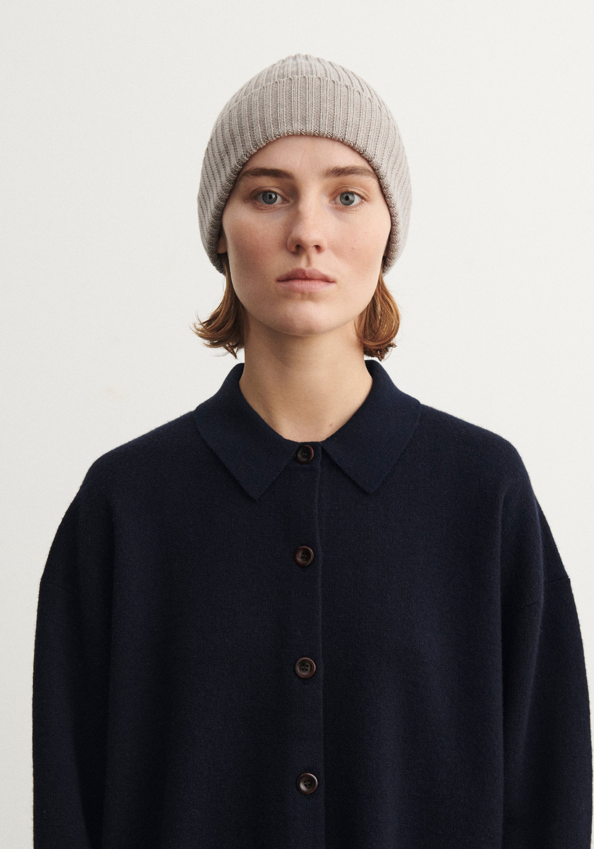 Căciulă lână merinos - Rib Knit Oat Melange