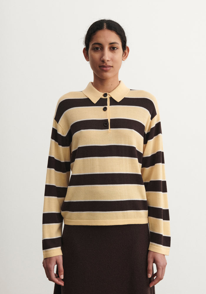 Bluză lână merinos - Fine knit Wheat/Mocca