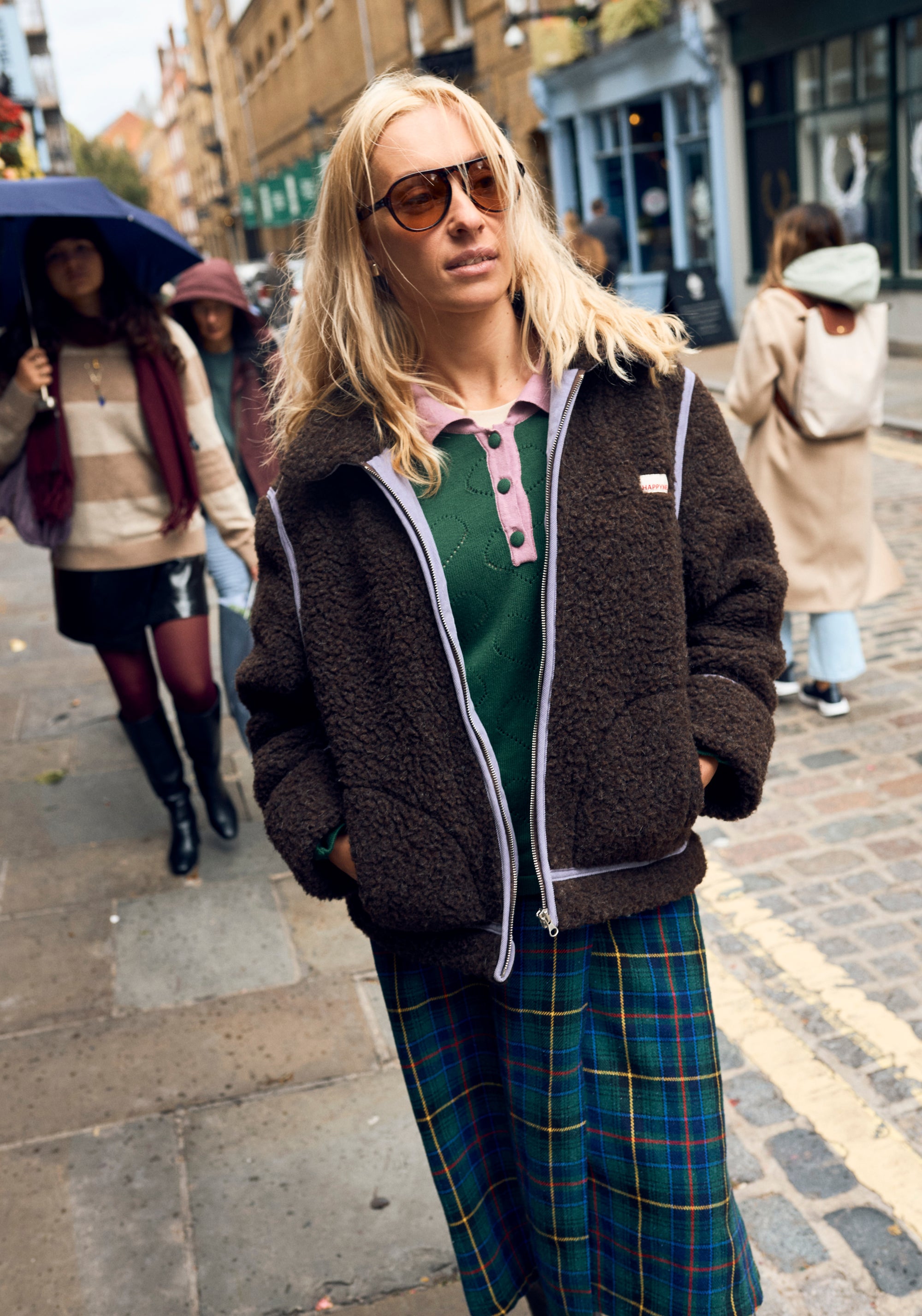 Jachetă fleece din lână merinos - Teddy Chocolate Brown