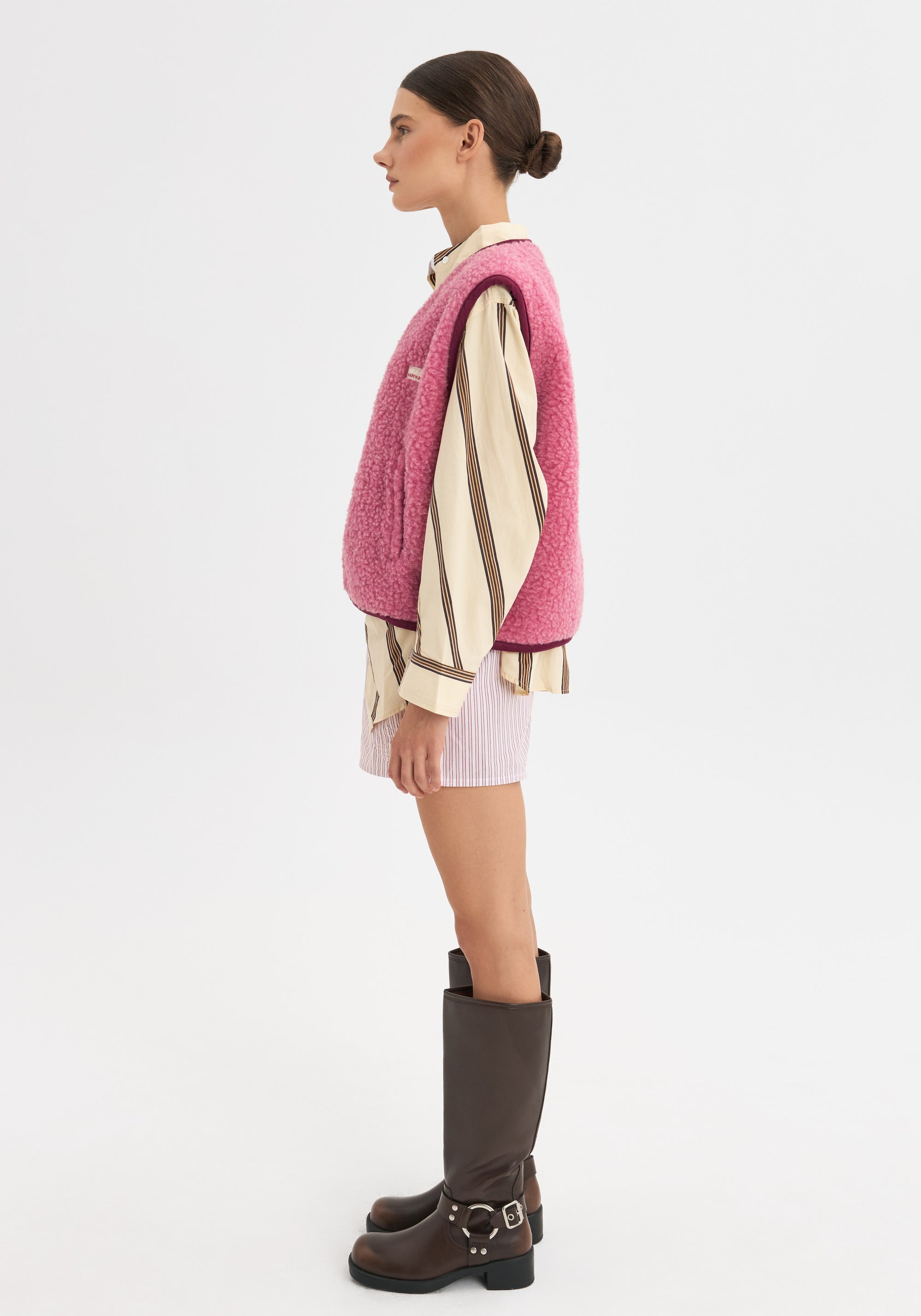 Vestă fleece din lână merinos - Teddy Dusty Pink