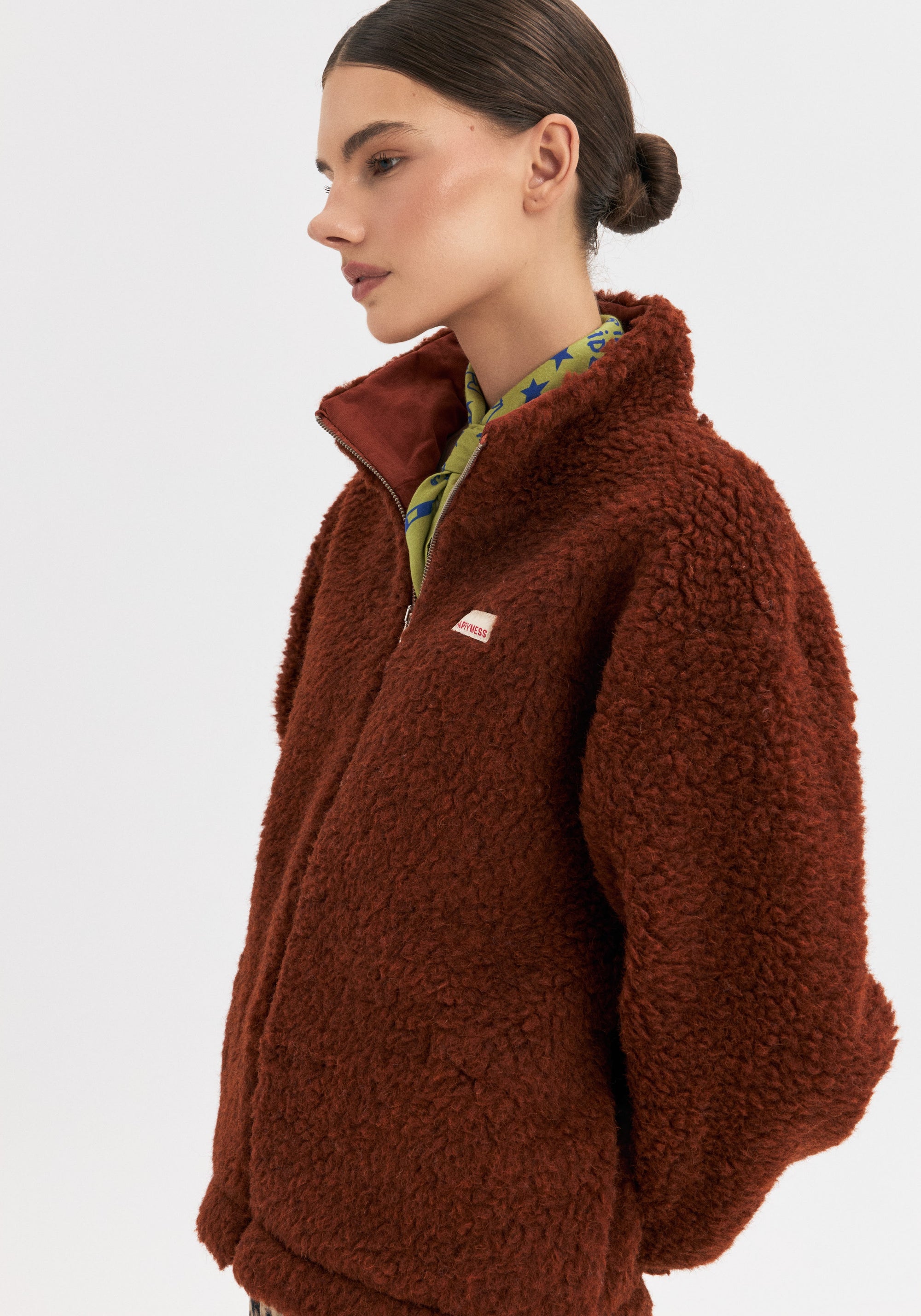 Jachetă bomber oversize fleece din lână merinos - Teddy Clay