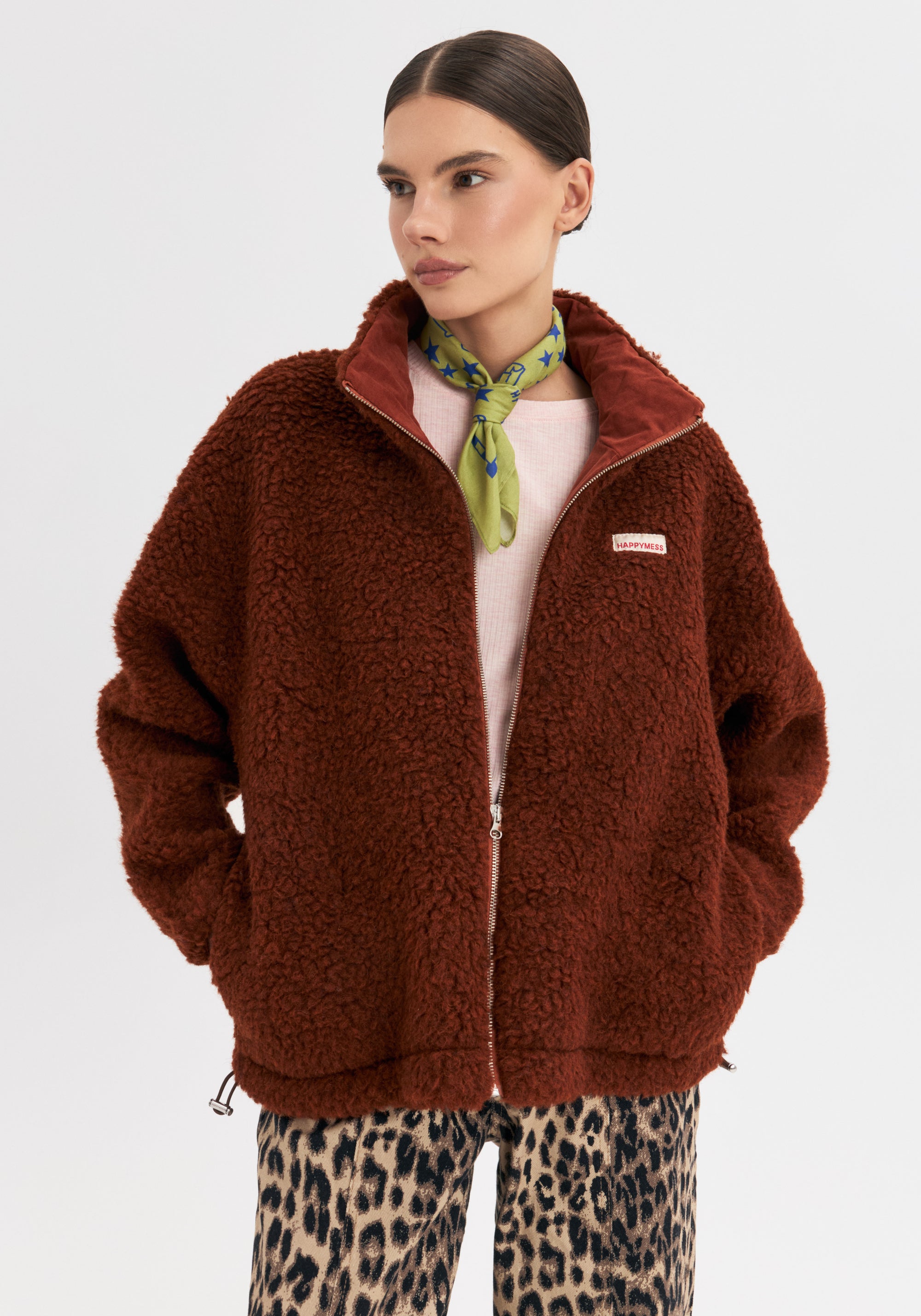 Jachetă bomber oversize fleece din lână merinos - Teddy Clay