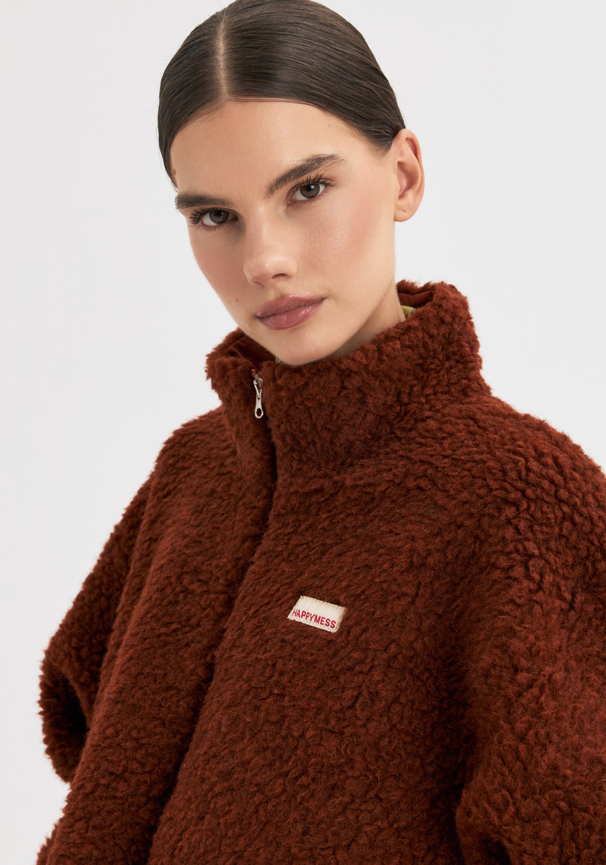 Jachetă bomber oversize fleece din lână merinos - Teddy Clay