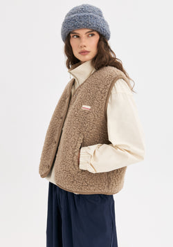 Vestă fleece din lână merinos - Teddy Hazelnut