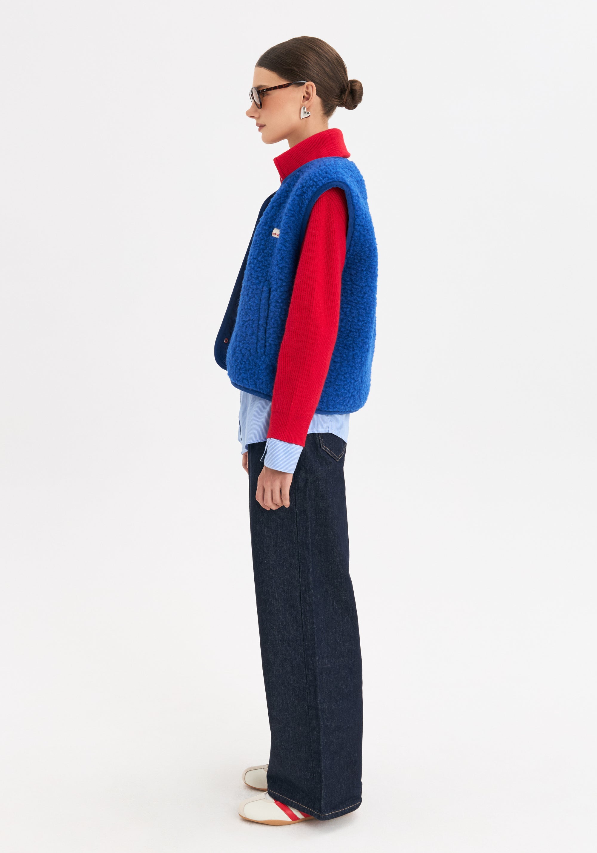 Vestă fleece din lână merinos - Teddy Cobalt