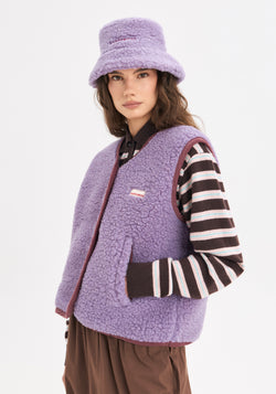 Vestă fleece din lână merinos - Teddy Lilac Cloud