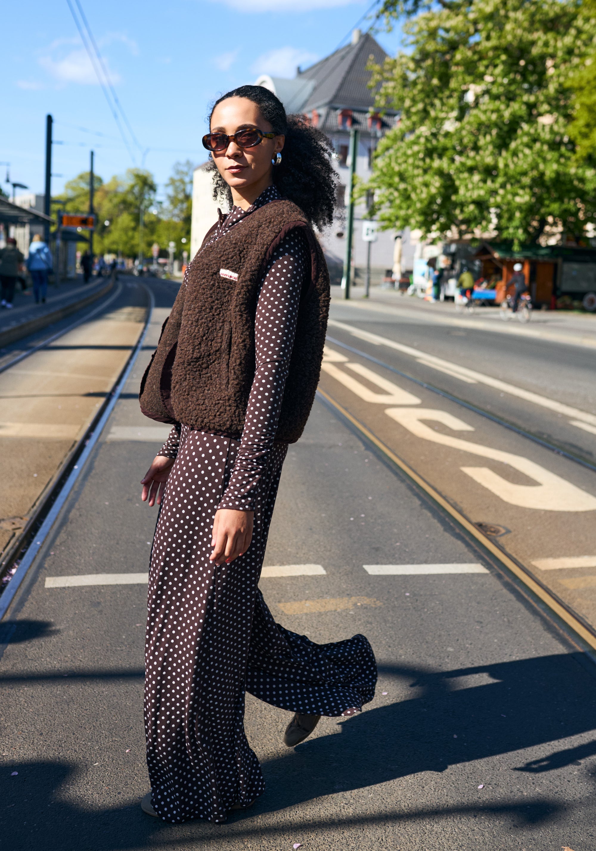 Vestă fleece din lână merinos - Teddy Chocolate Brown