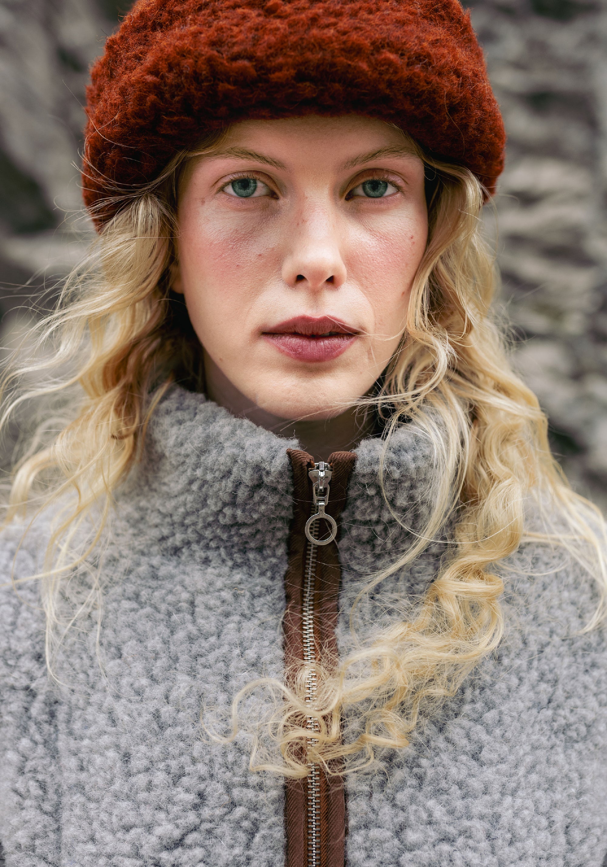 Jachetă fleece din lână merinos - Kangaroo Stone Grey