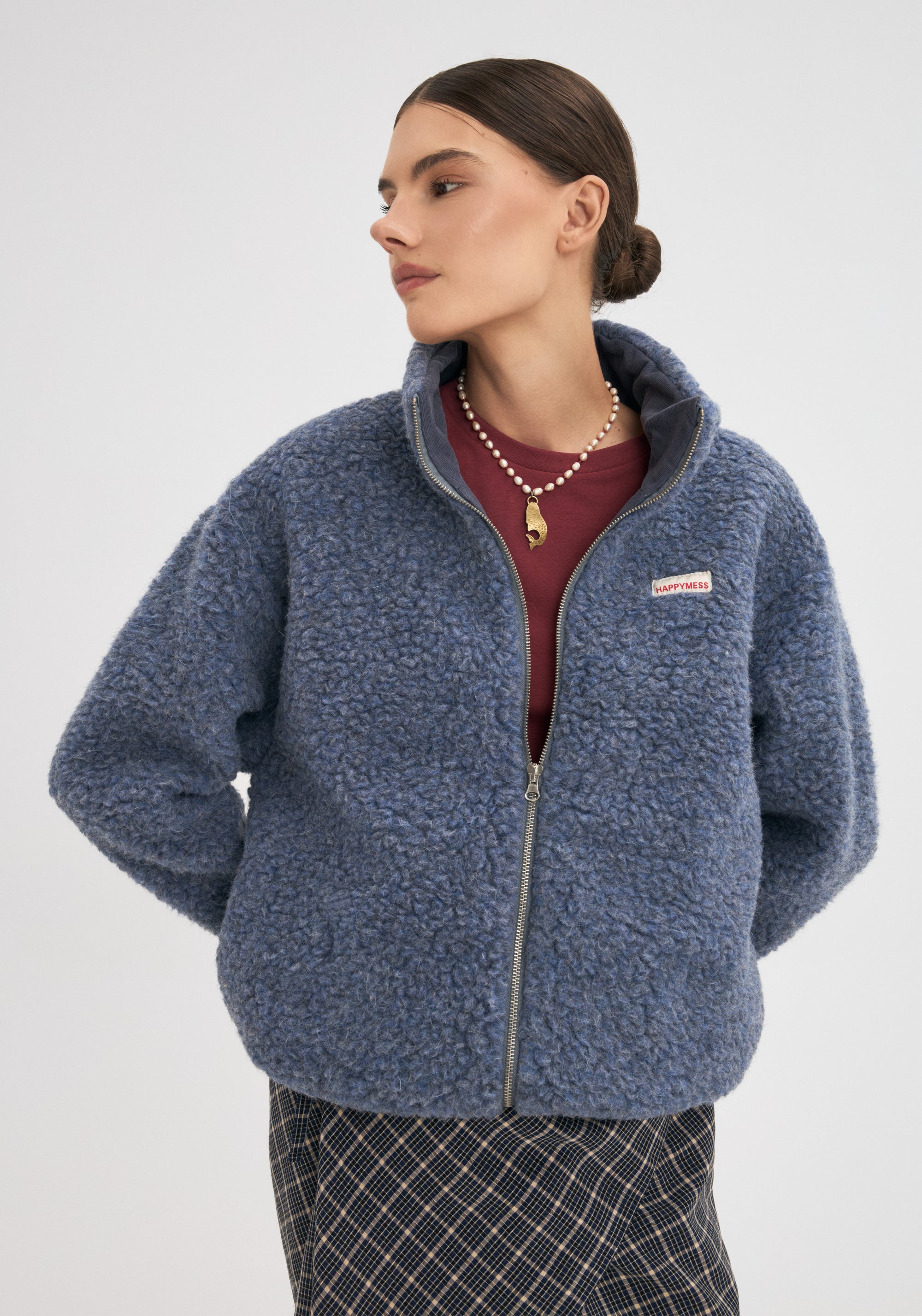 Jachetă bomber oversize fleece din lână merinos - Teddy Baltic