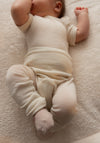 Pantaloni comozi seamless din lână merinos și mătase - Natur