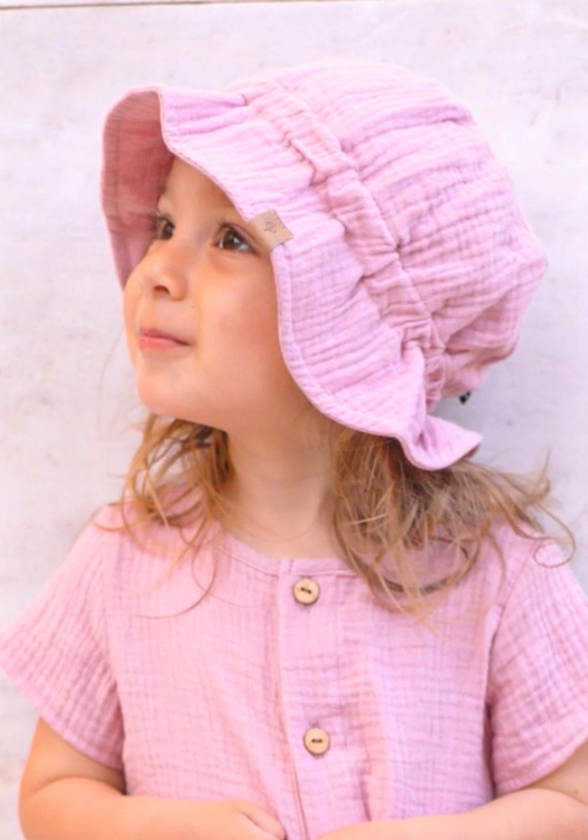 Pălărie muselină dublă din bumbac - Mauve