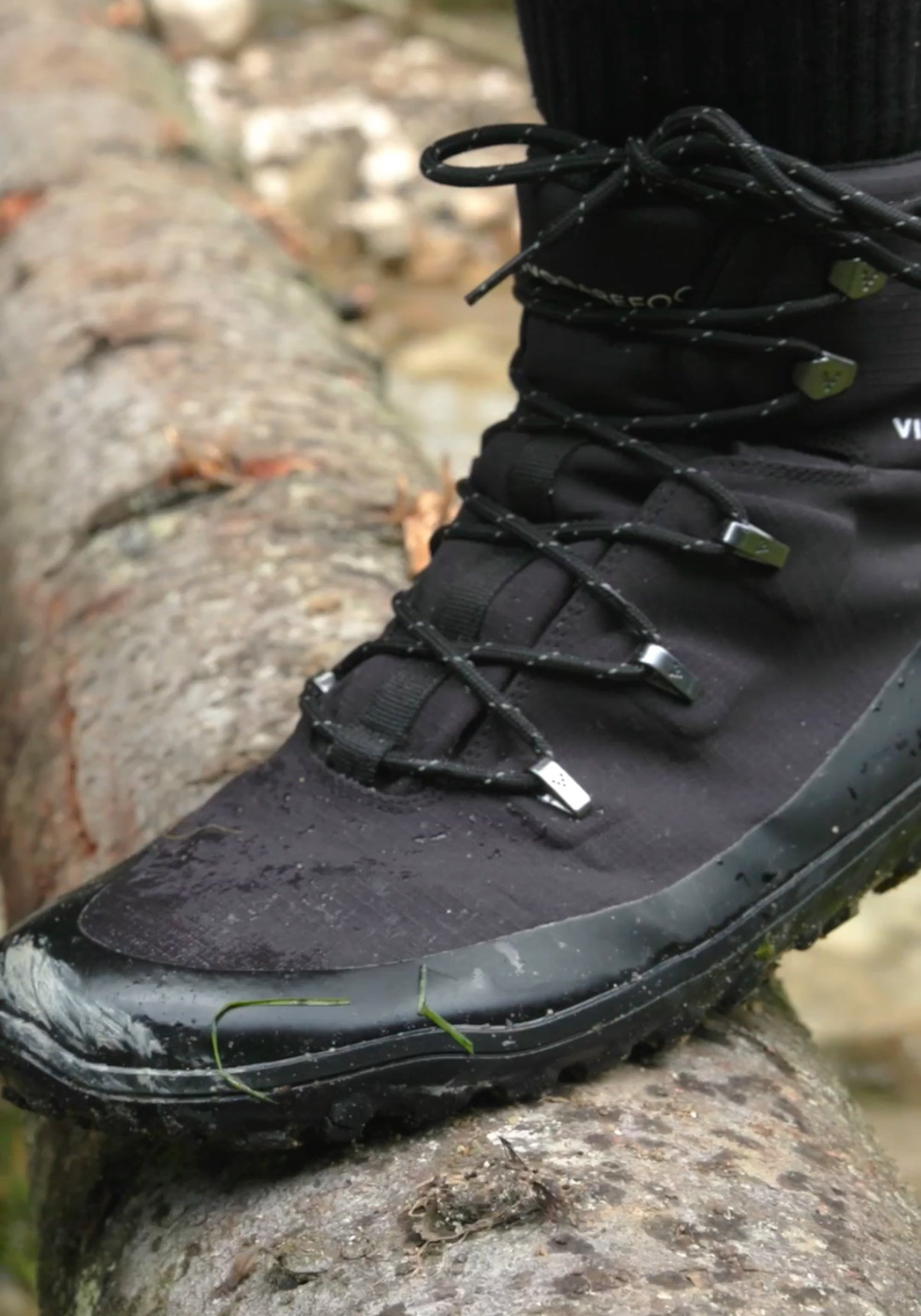 Bocanci drumeție Barefoot impermeabili - Tracker Textile AT II Women Obsidian