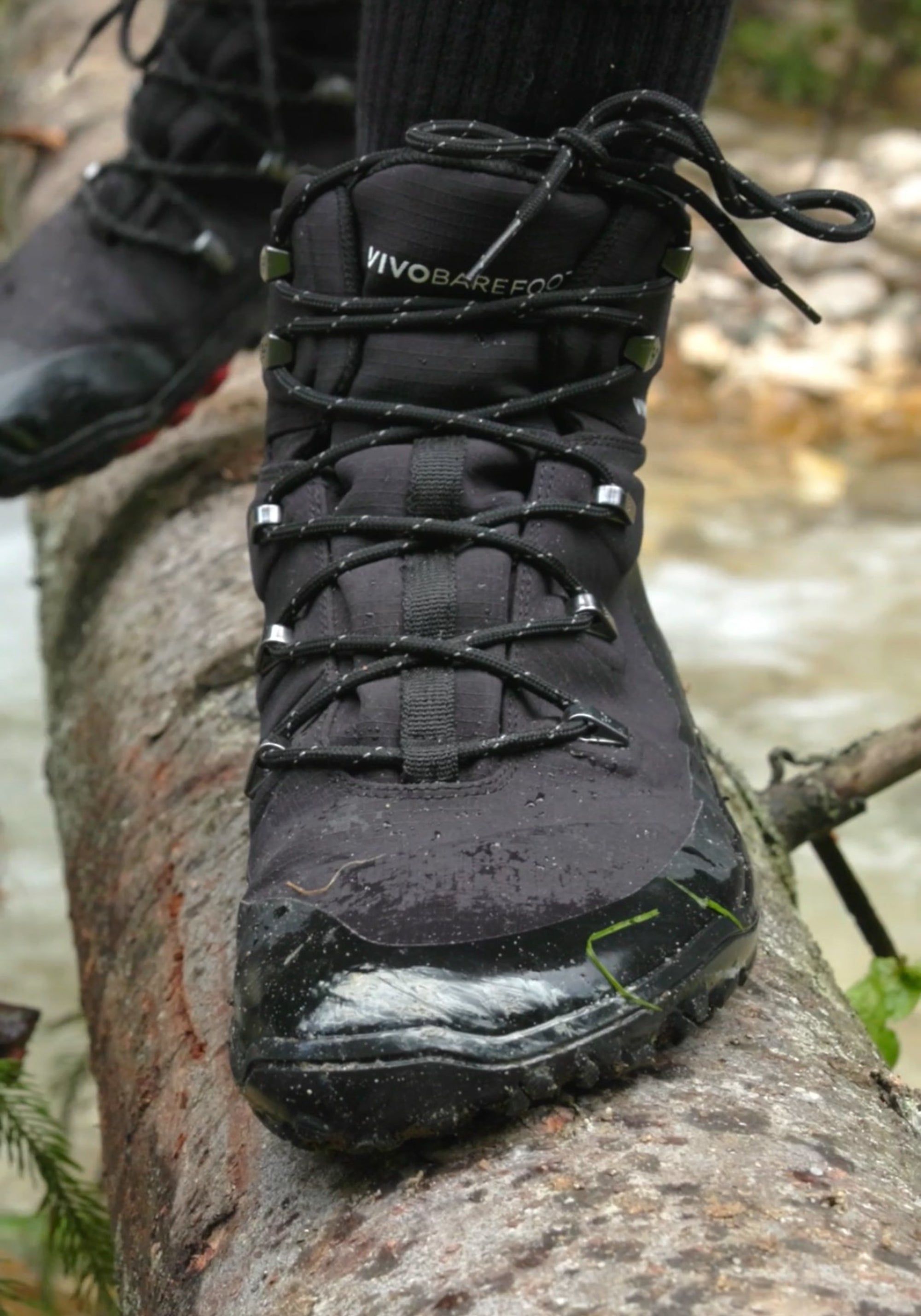 Bocanci drumeție Barefoot impermeabili - Tracker Textile AT II Women Obsidian