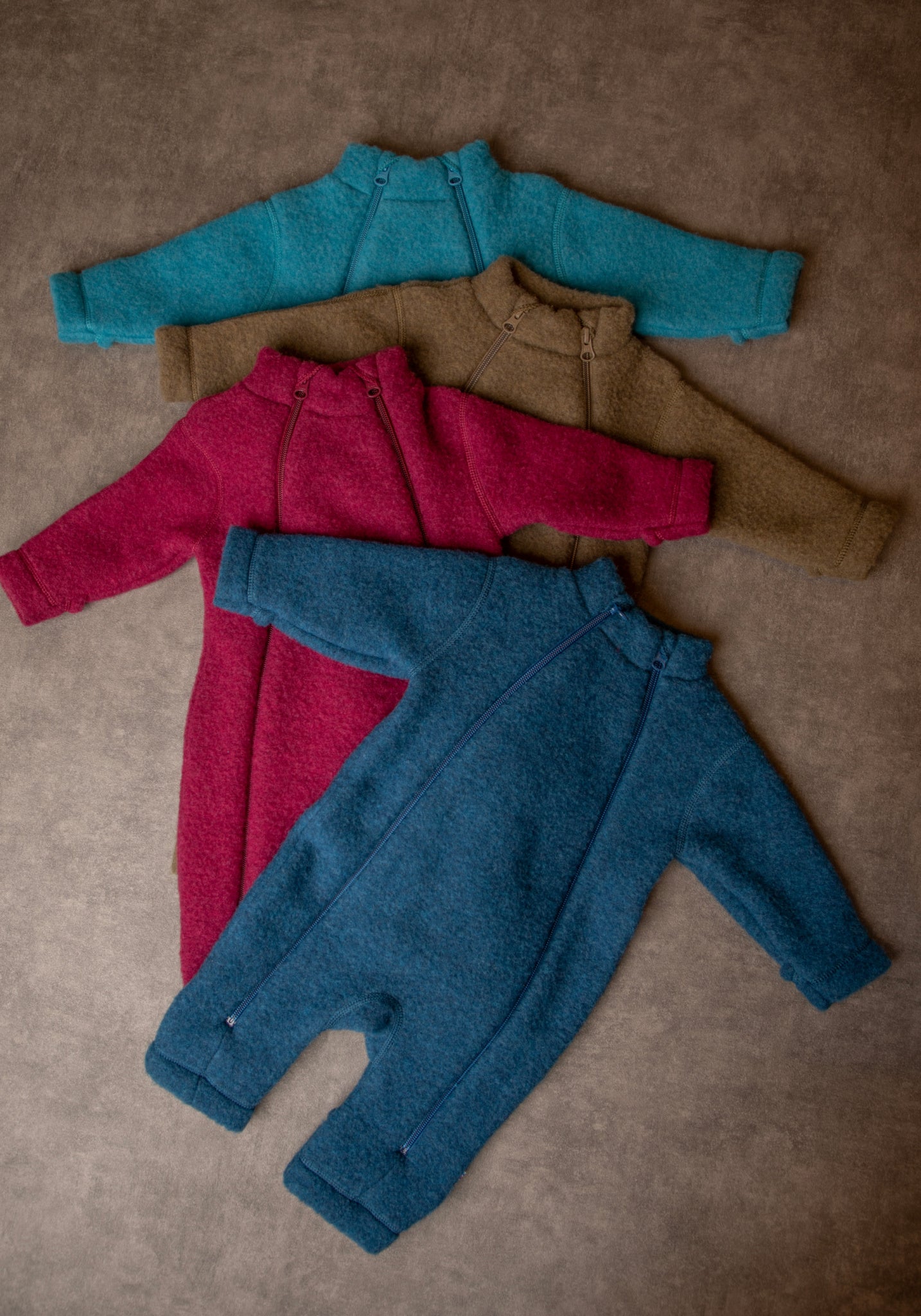 Cardigan fleece din lână merinos - Turquoise