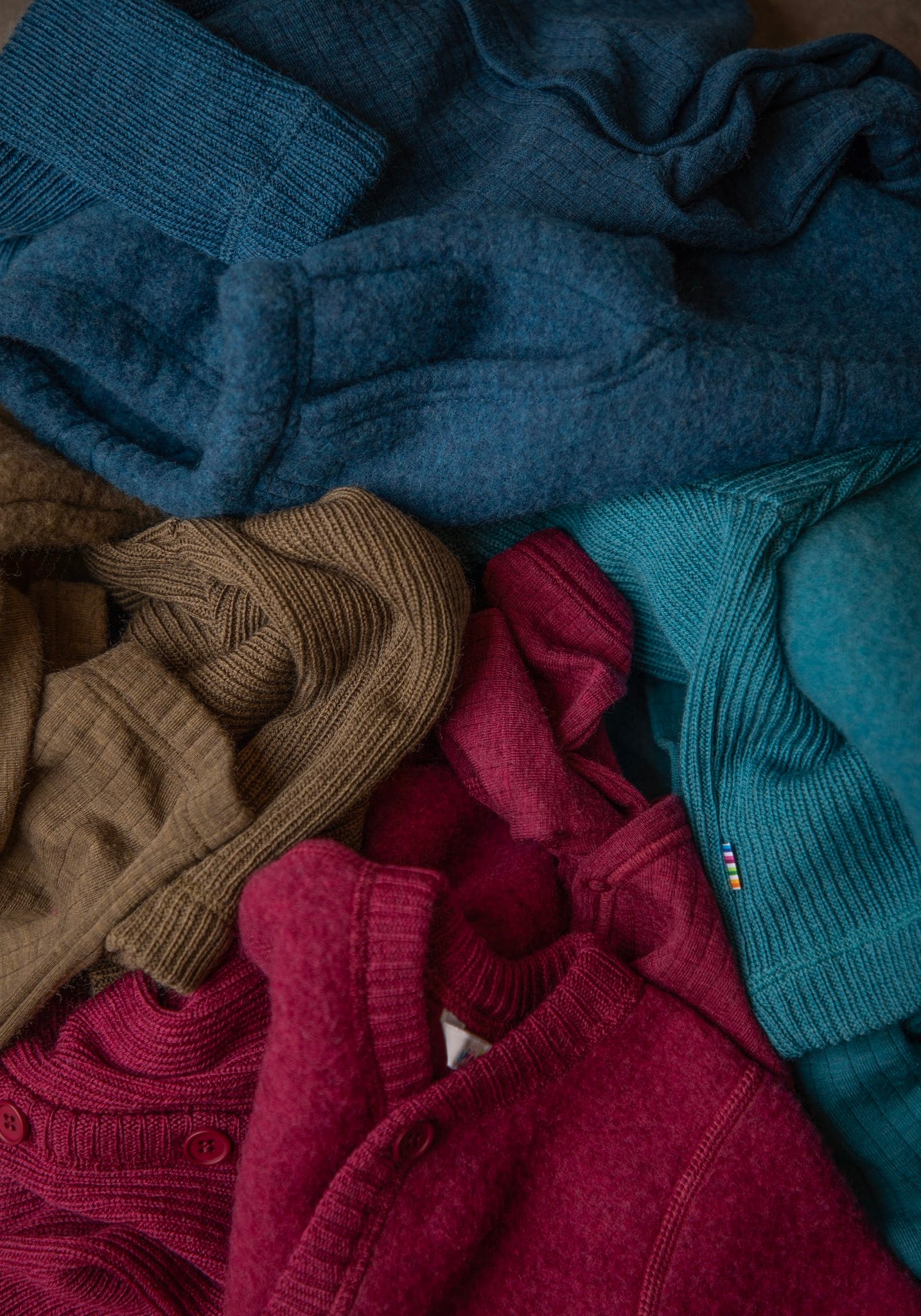 Cardigan fleece din lână merinos - Pink