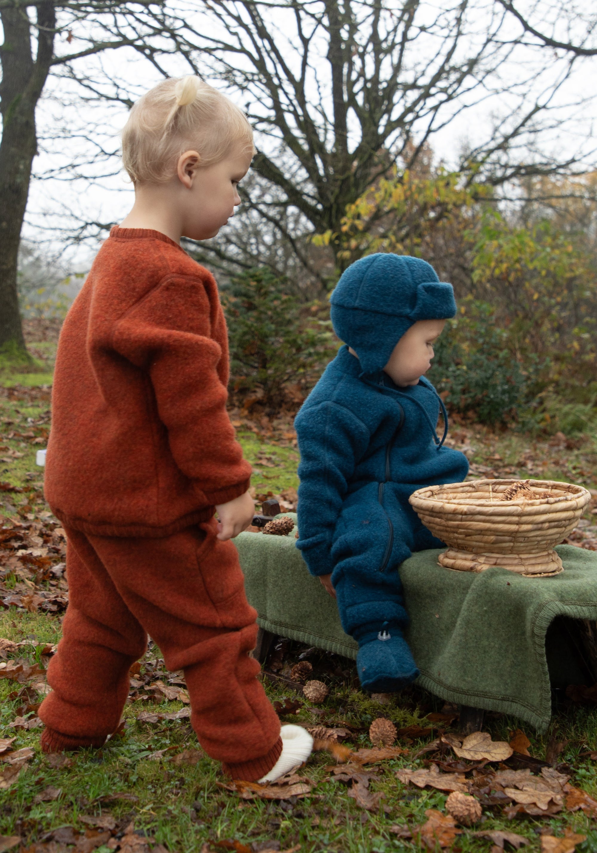 Pantaloni fleece din lână merinos - Russet