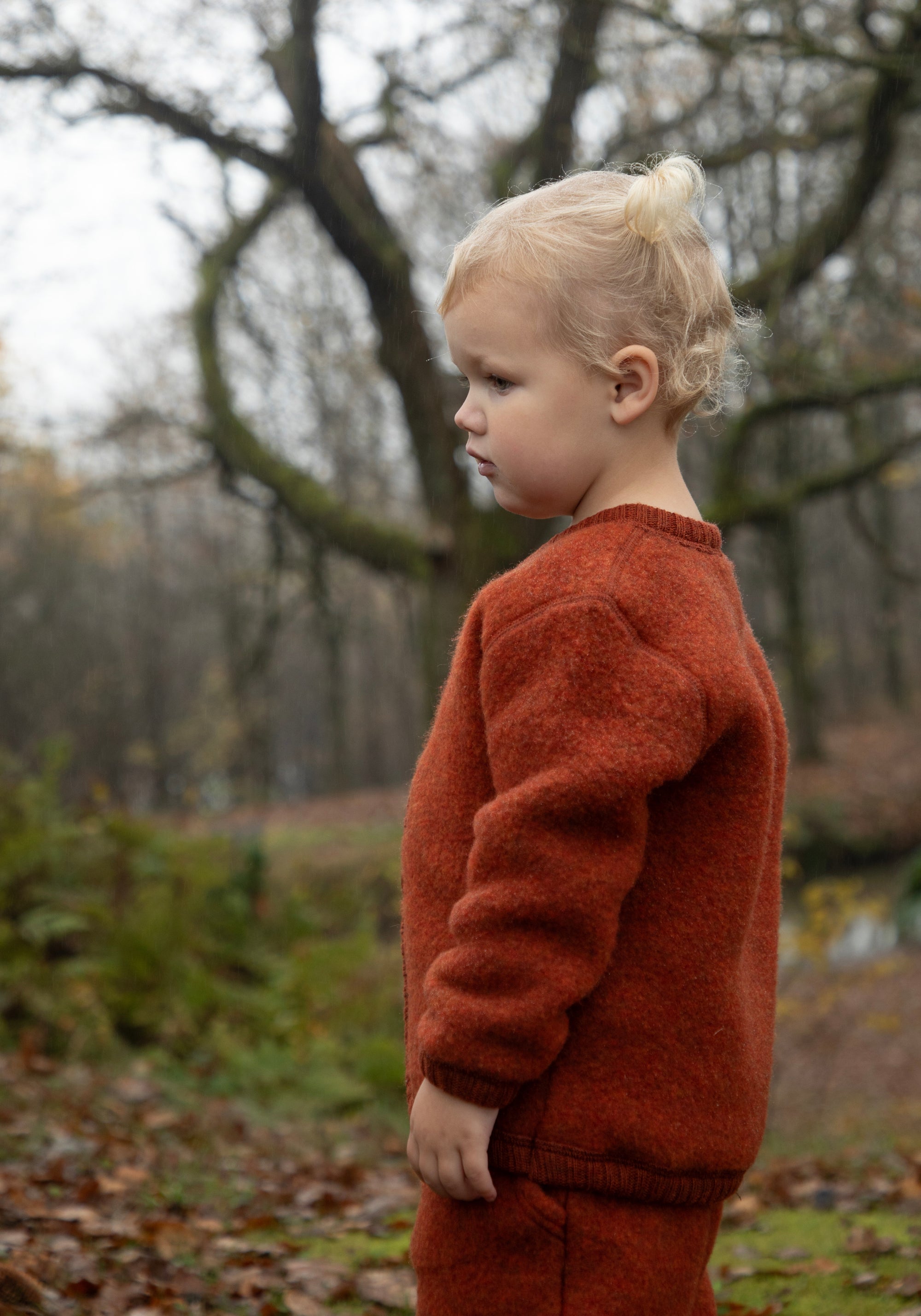 Cardigan fleece din lână merinos - Russet
