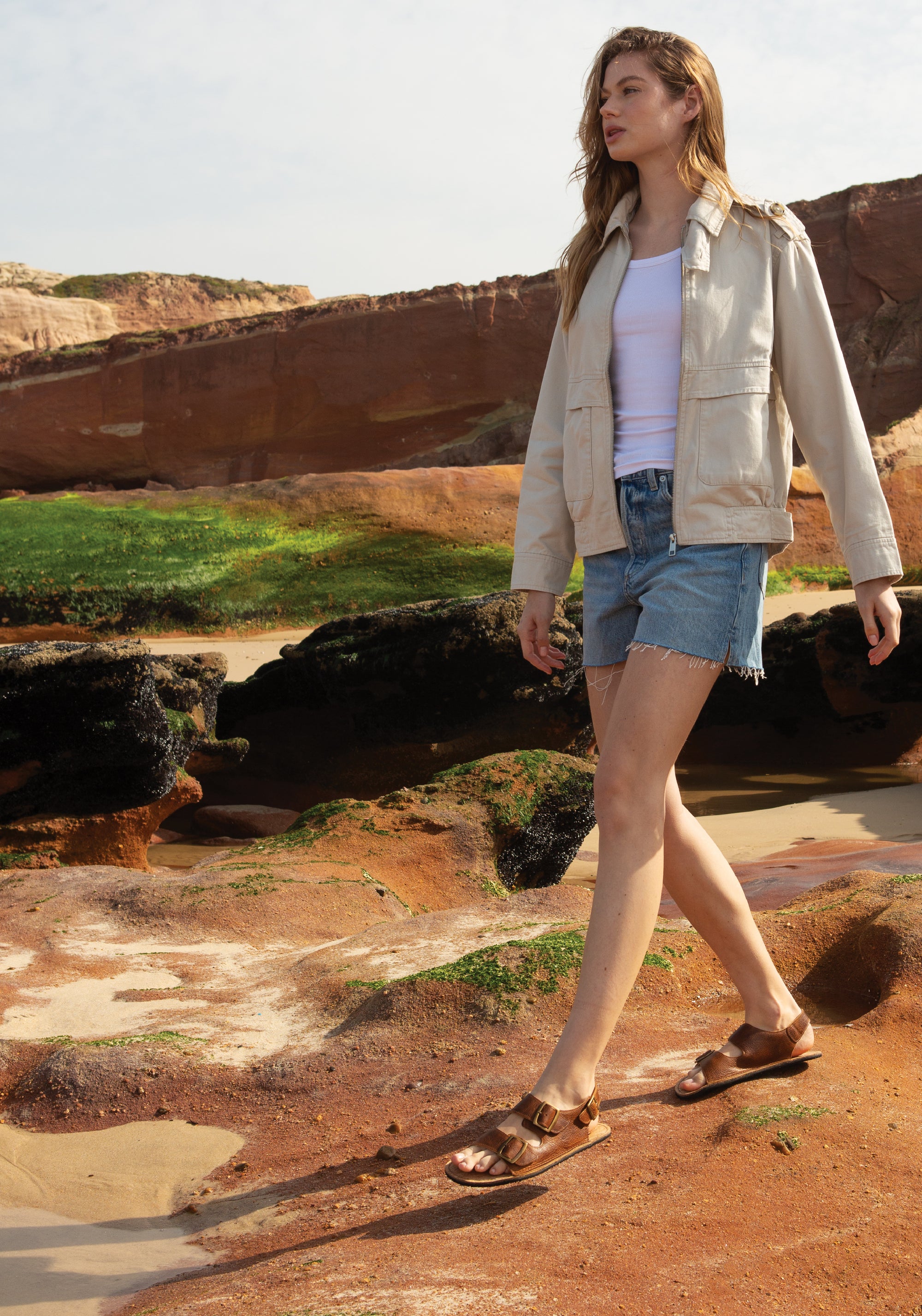 Sandale Barefoot din piele - Ada Cognac