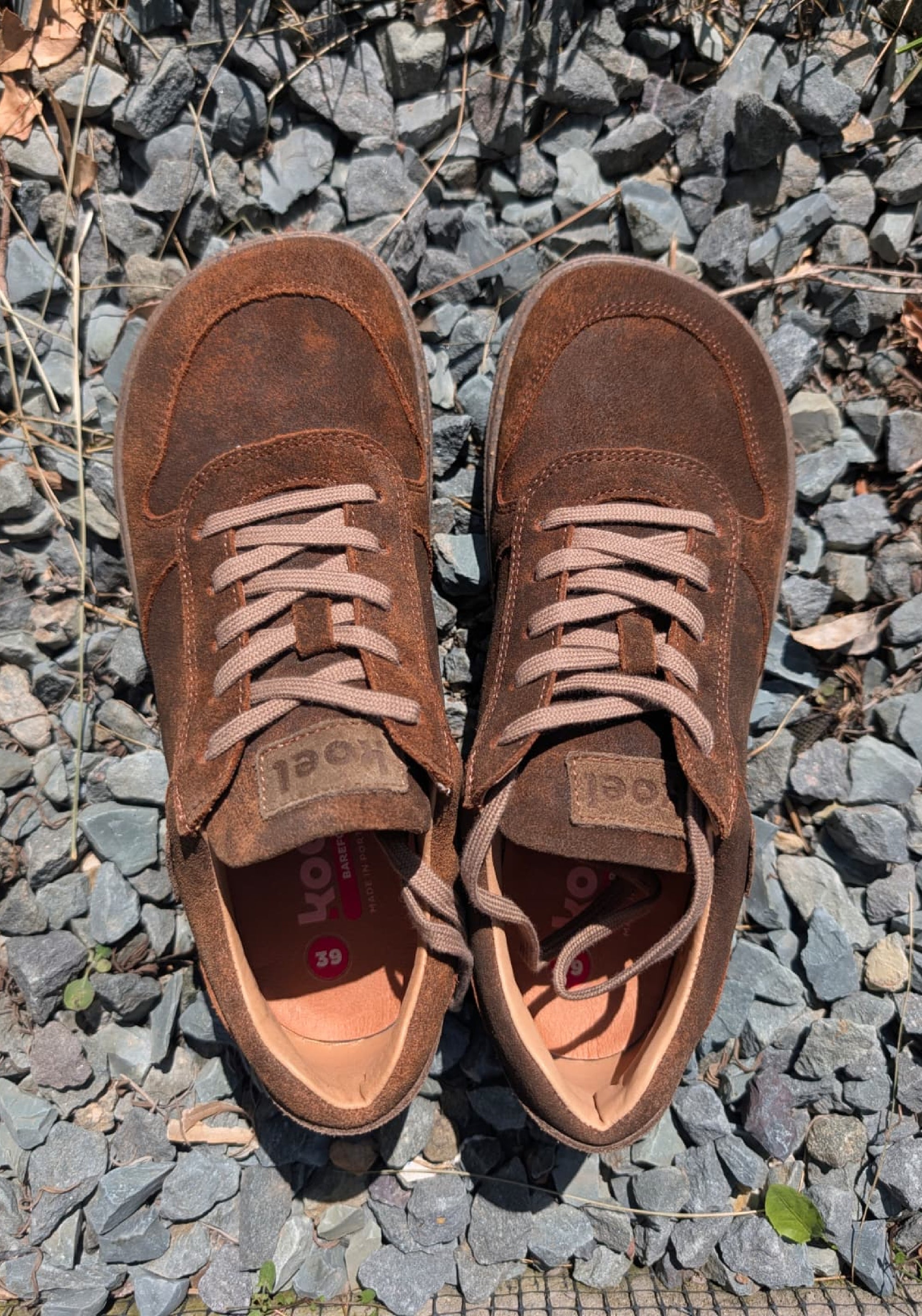 Sneakers Barefoot din piele întoarsă - Francie Cognac