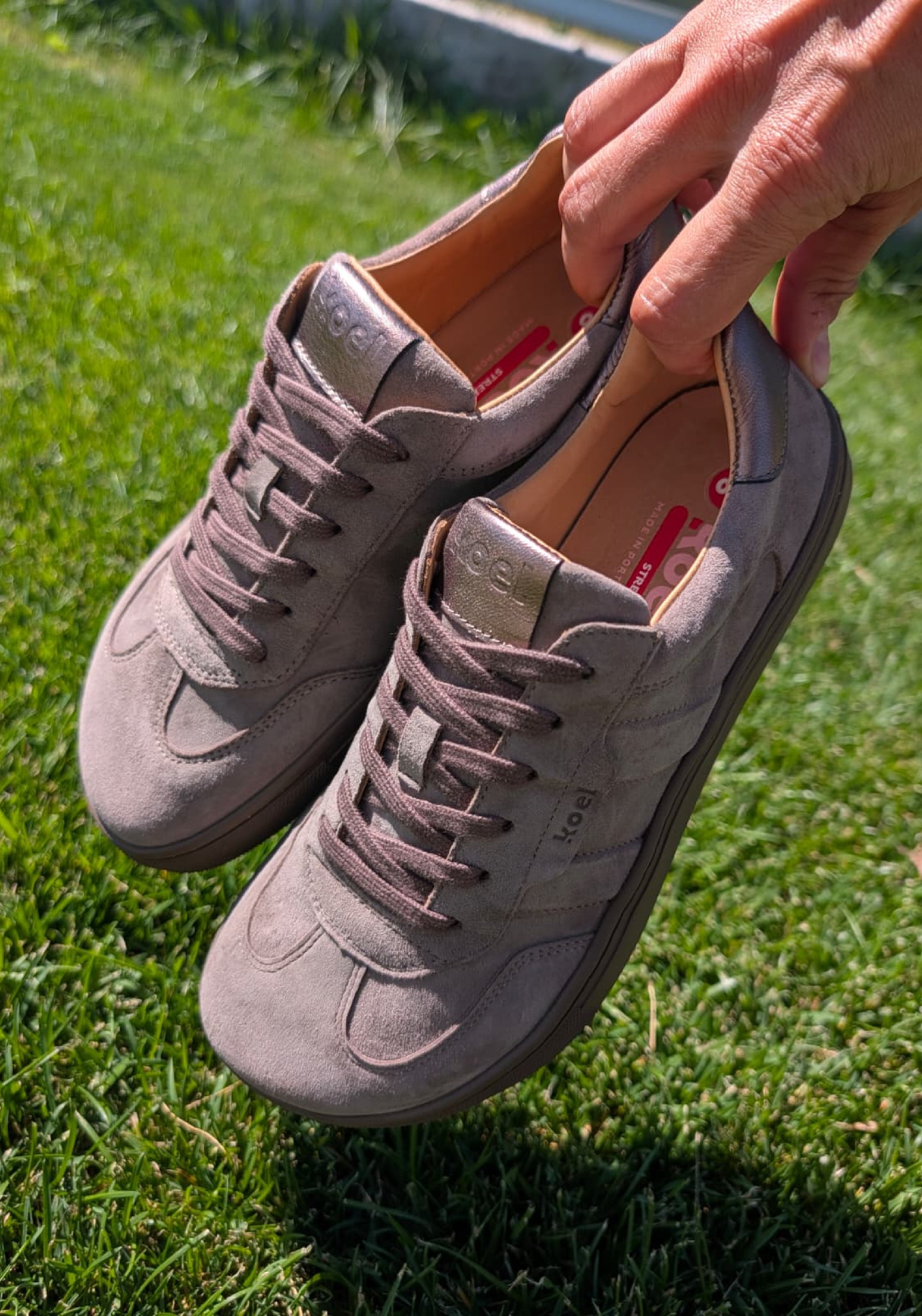 Sneakers Barefoot din piele întoarsă - Helena Dark Taupe