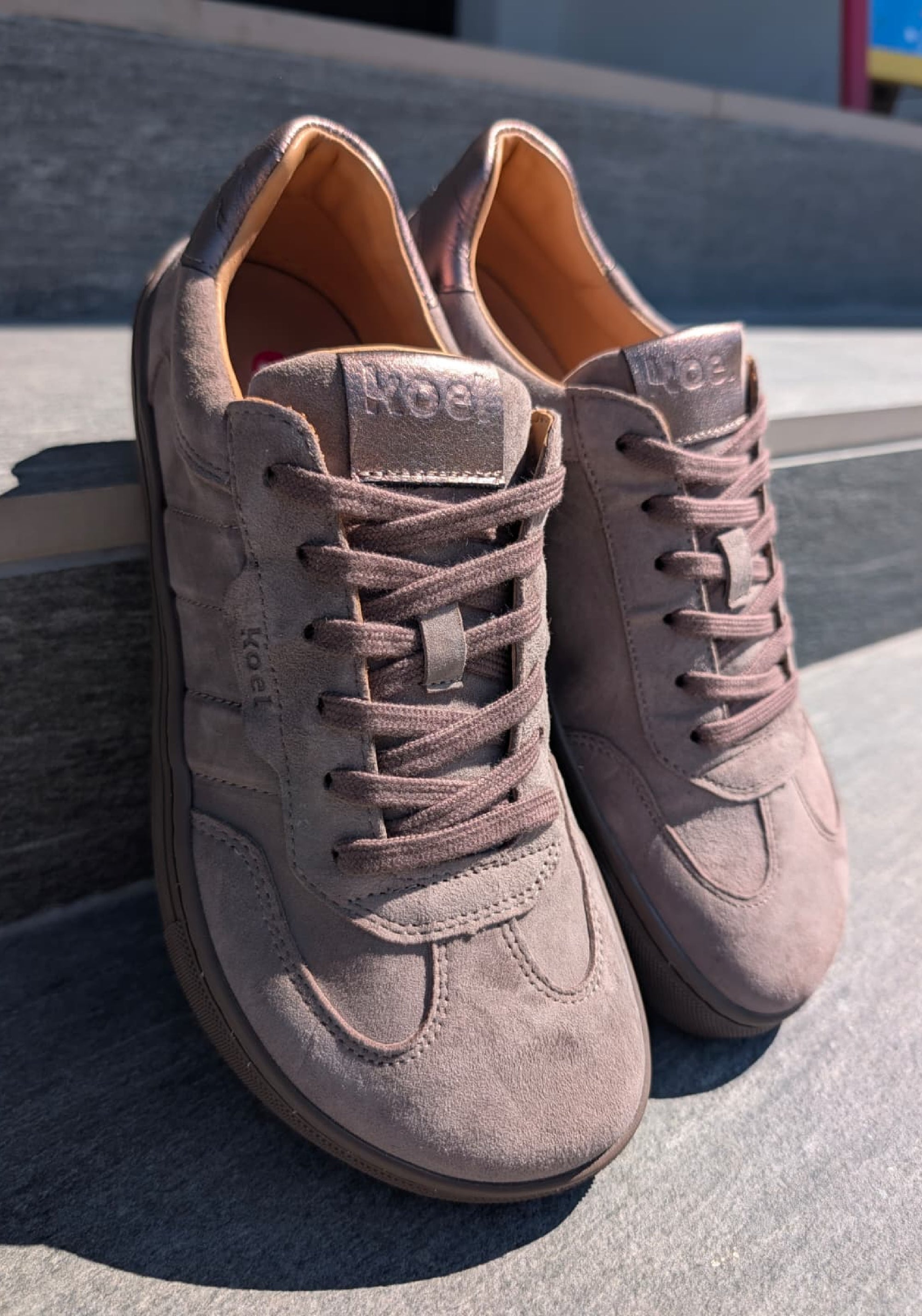 Sneakers Barefoot din piele întoarsă - Helena Dark Taupe