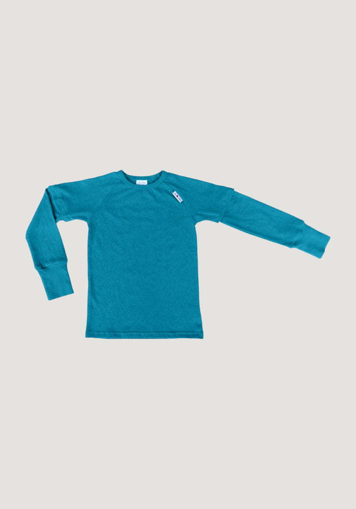 Bluză/Tricou (2 în 1) din cânepă și bumbac - Caribbean Blue