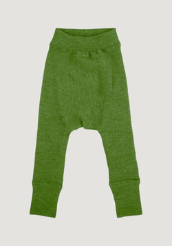 Pantaloni dublați din lână merinos - Garden Moss Green