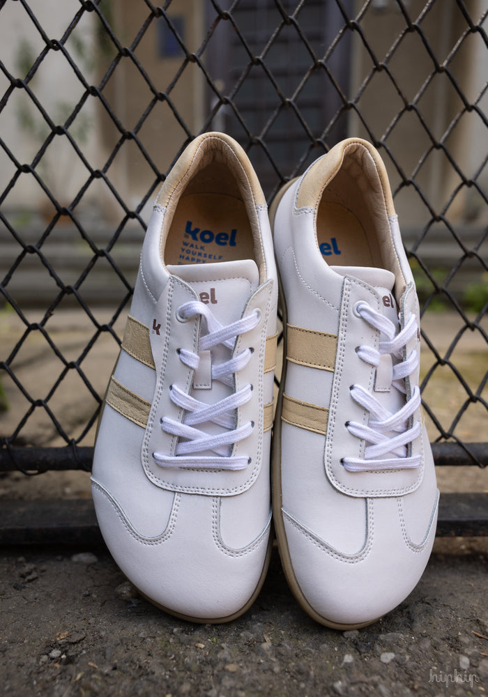 Sneakers Barefoot femei din piele - Ila Offwhite/Beige