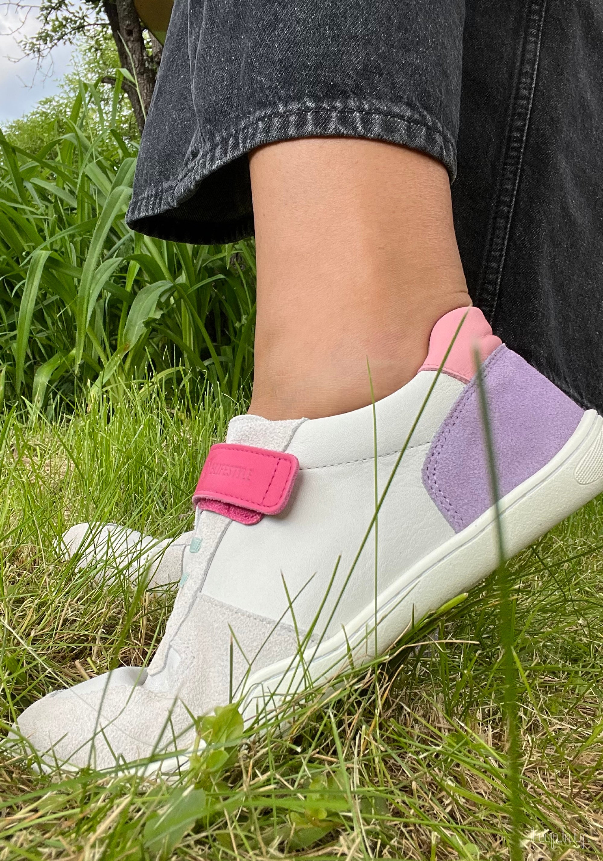 Sneakers Barefoot din piele - Sali White Mint