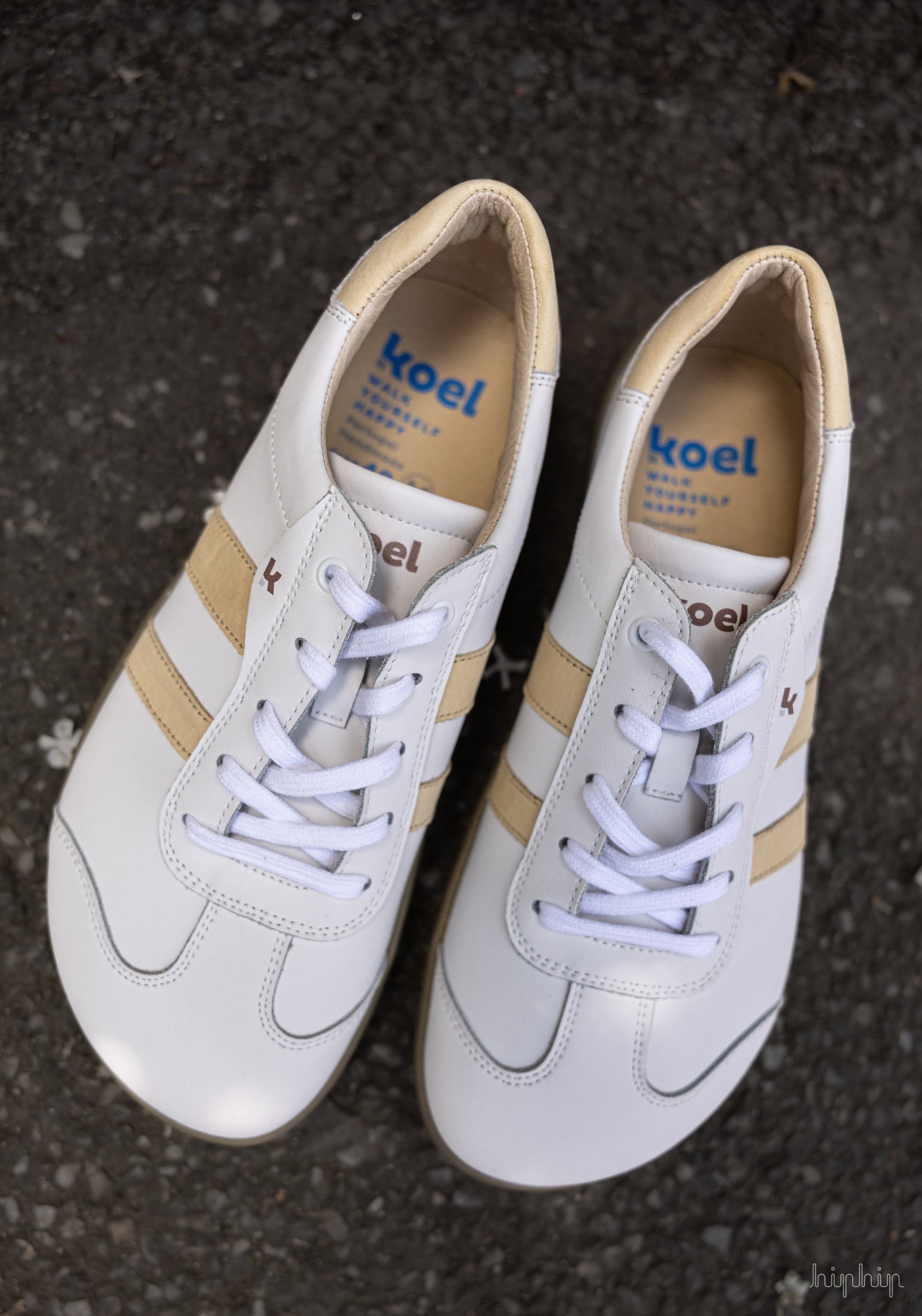 Sneakers Barefoot femei din piele - Ila Offwhite/Beige