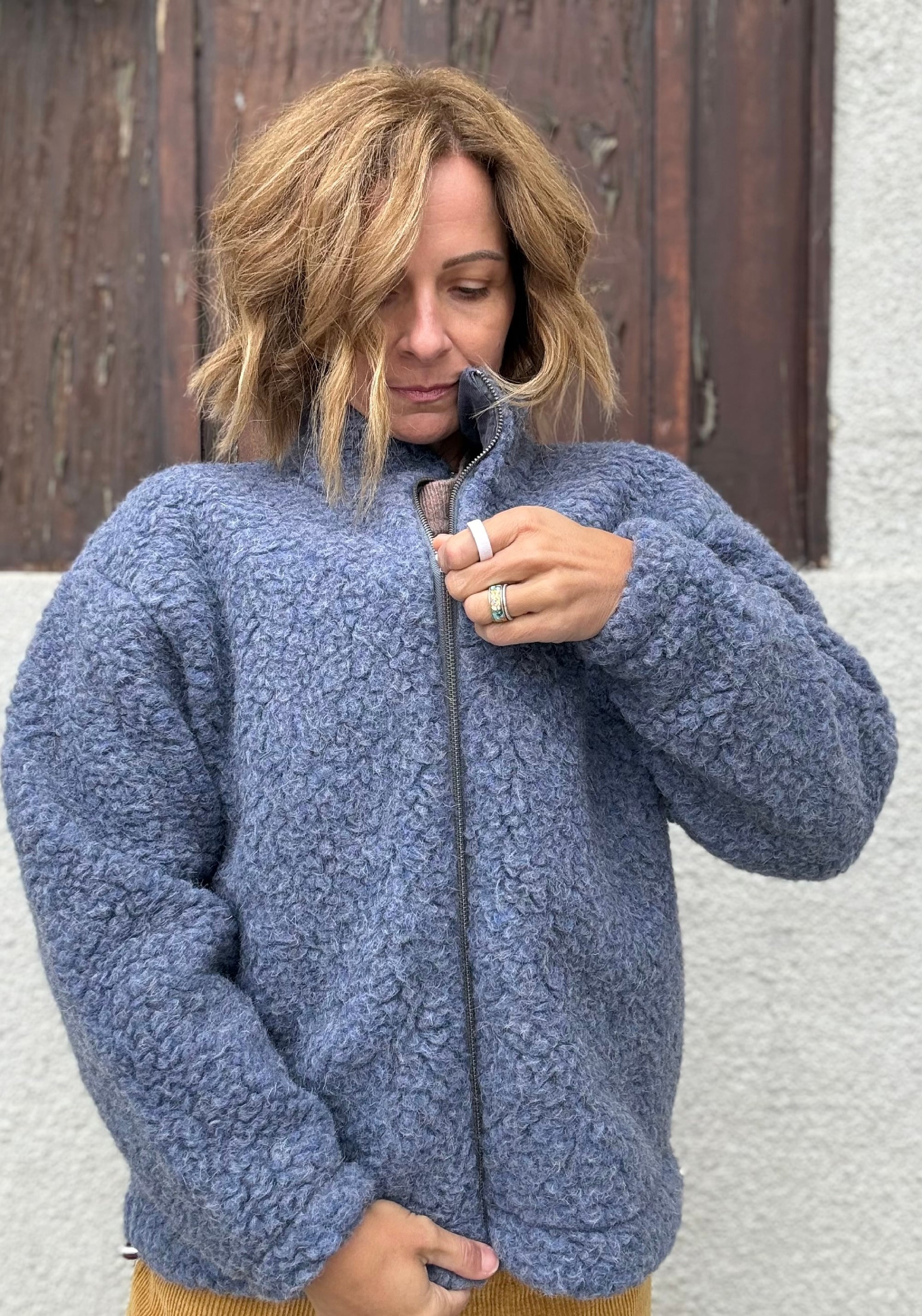 Jachetă bomber oversize fleece din lână merinos - Teddy Baltic