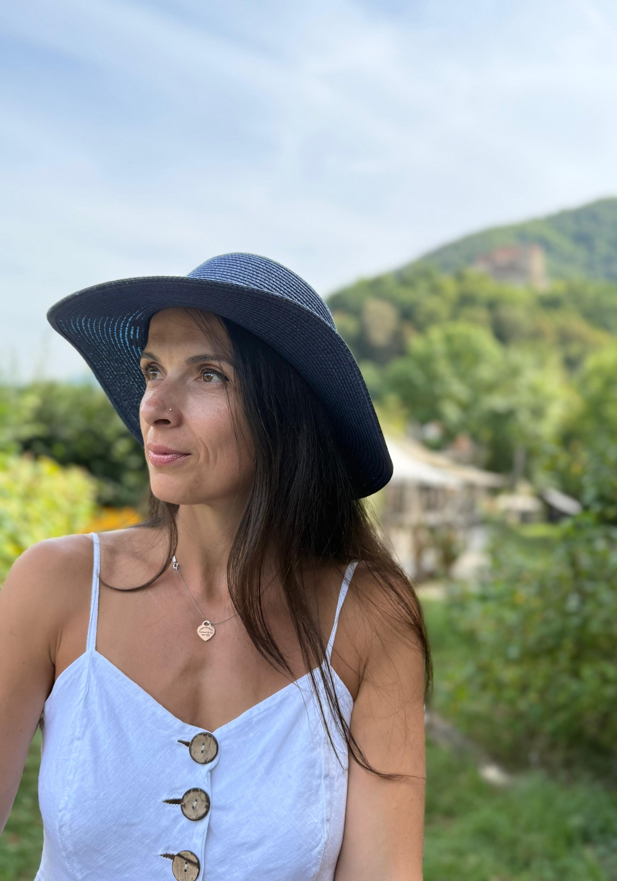 Pălărie femei din paie - Navy Blue