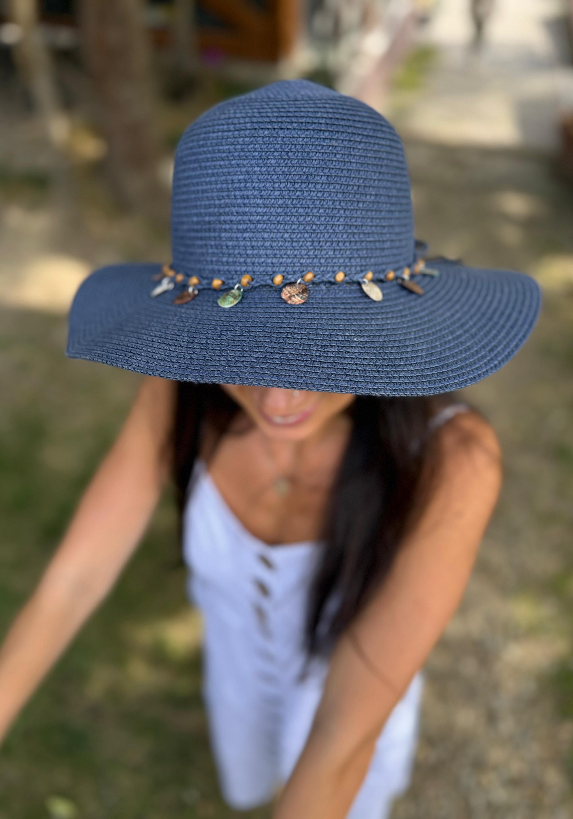 Pălărie femei din paie - Navy Blue