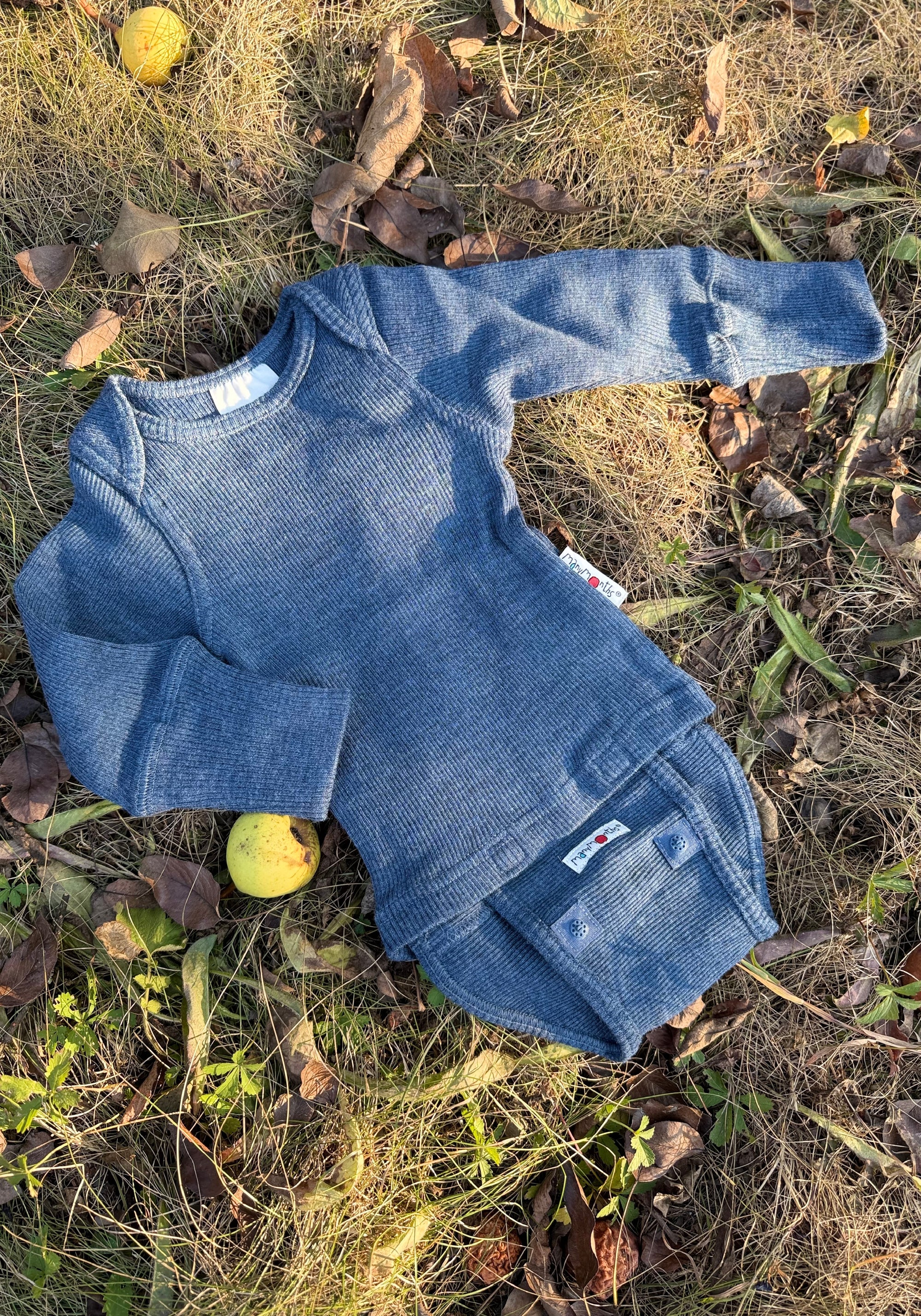 Body/Bluză (2 în 1) din lână merinos - Moondust Blue