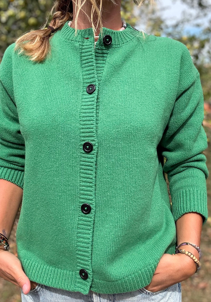 Cardigan din lână - Petale Emerald Green