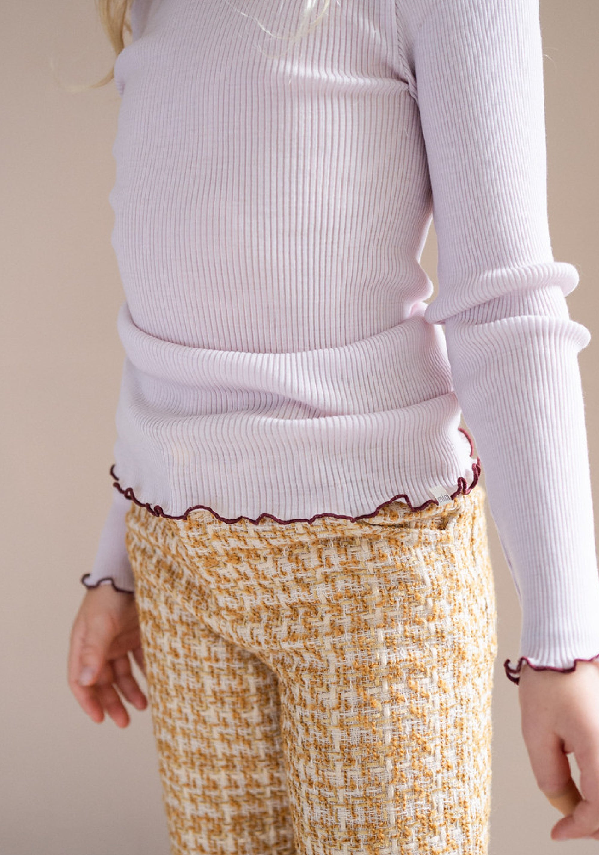 Bluză seamless din lână merinos - Atlantic Frill Peony Bordeaux