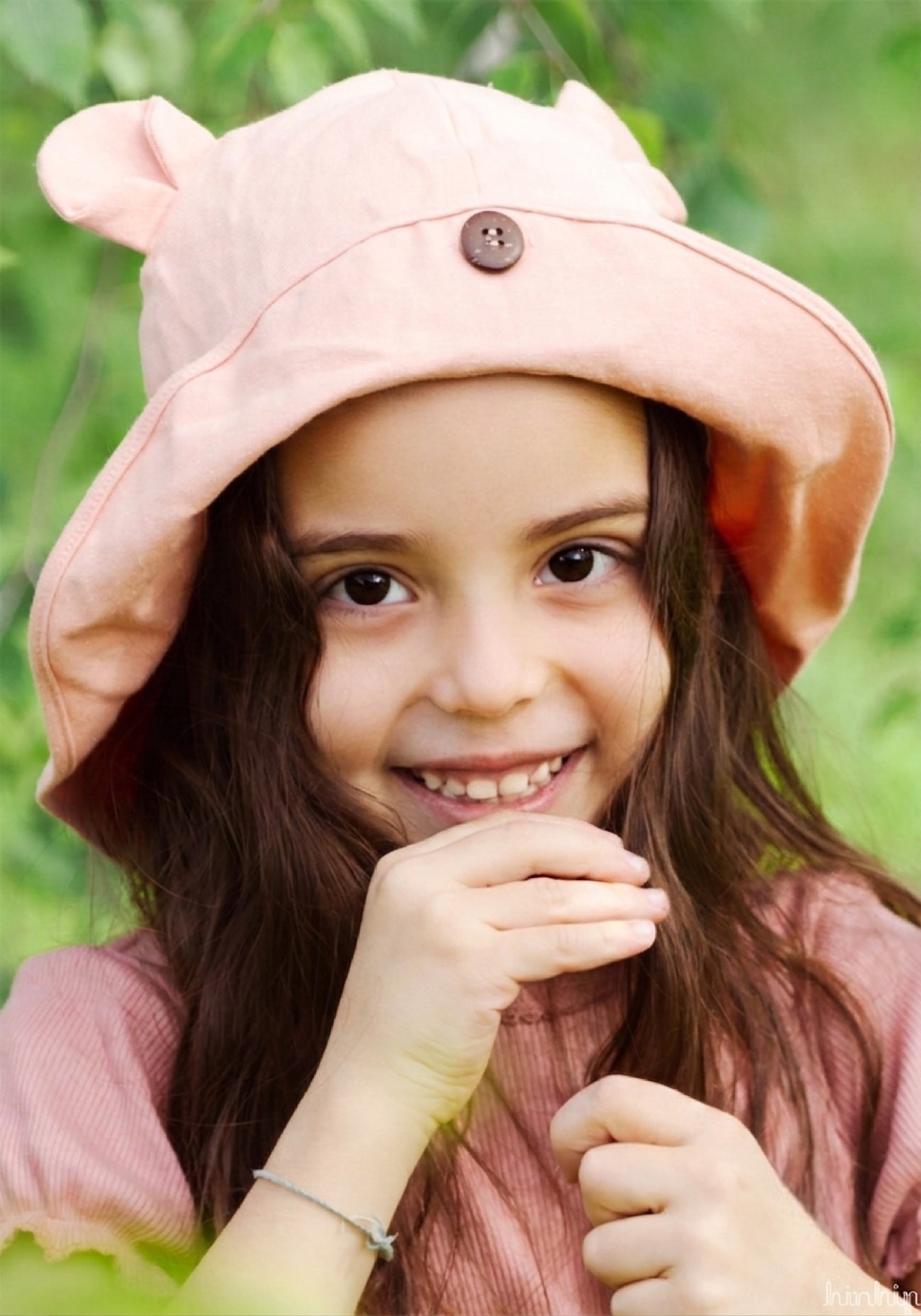 Pălărie ajustabilă Original din cânepă și bumbac - Teddy Bear Strawberry Milk