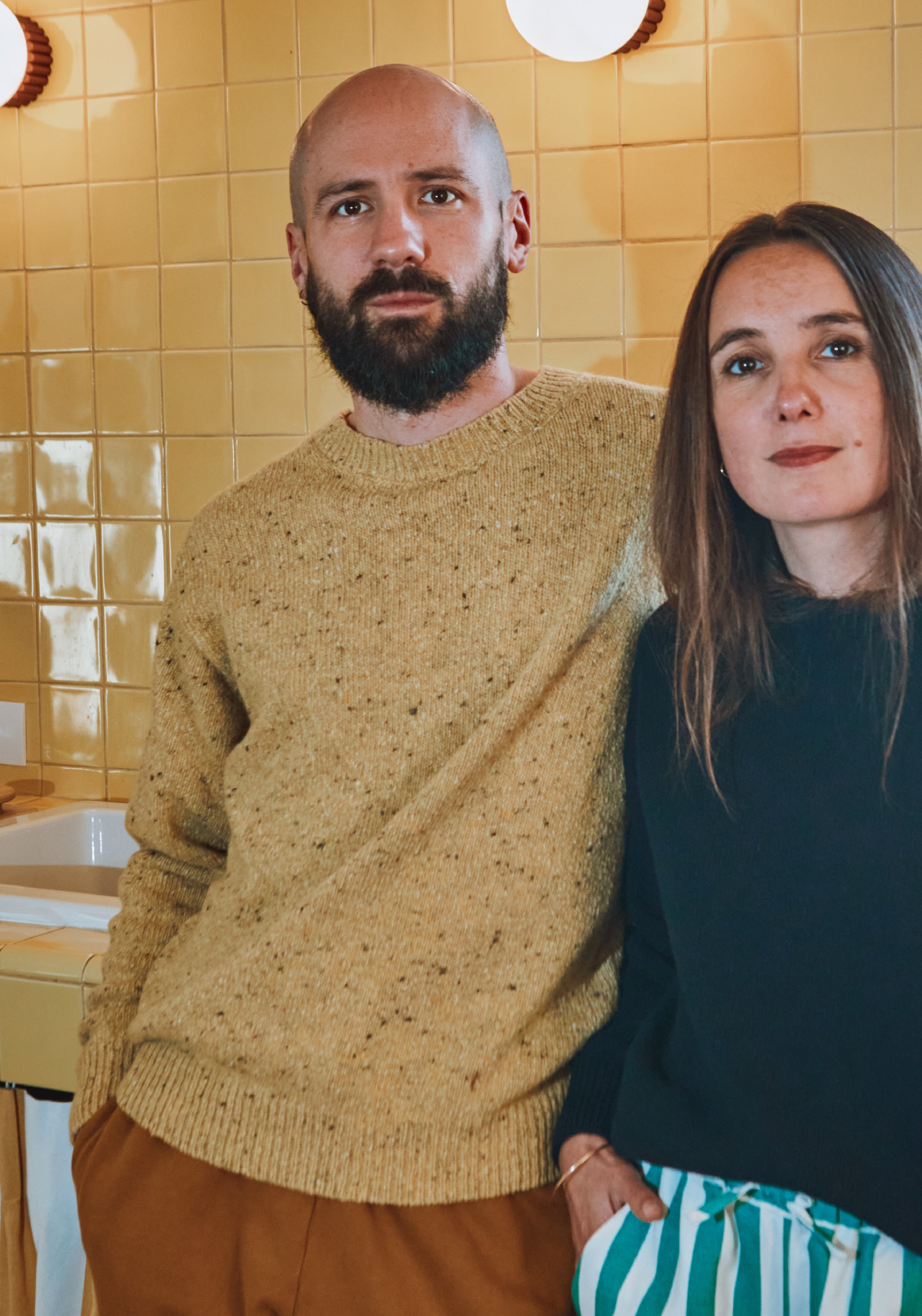 Pulover tricotat din lână - Brome Speckled Yellow