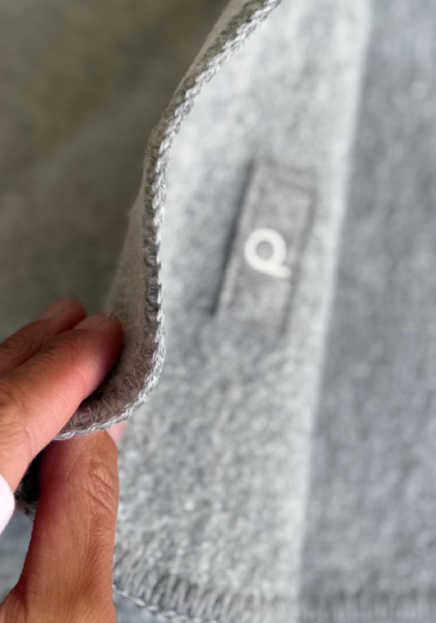 Pătură din lână merinos fiartă - Doubleface Grey/Natural