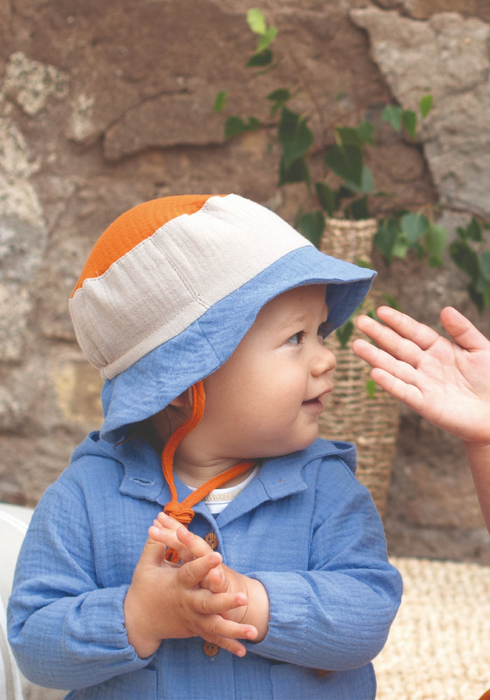 Pălărie bucket muselină dublă din bumbac - Bluebell