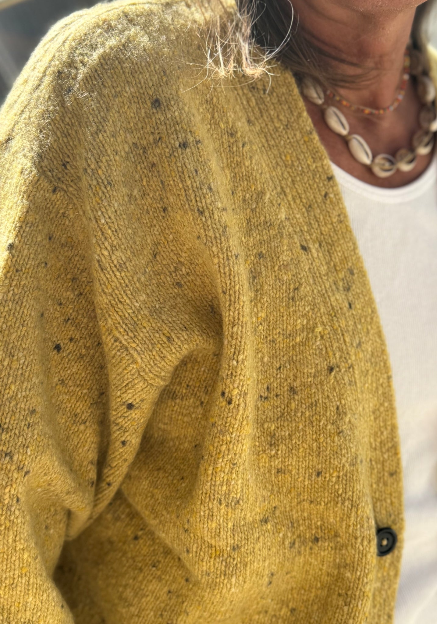 Cardigan din lână - Ammi Speckled Yellow