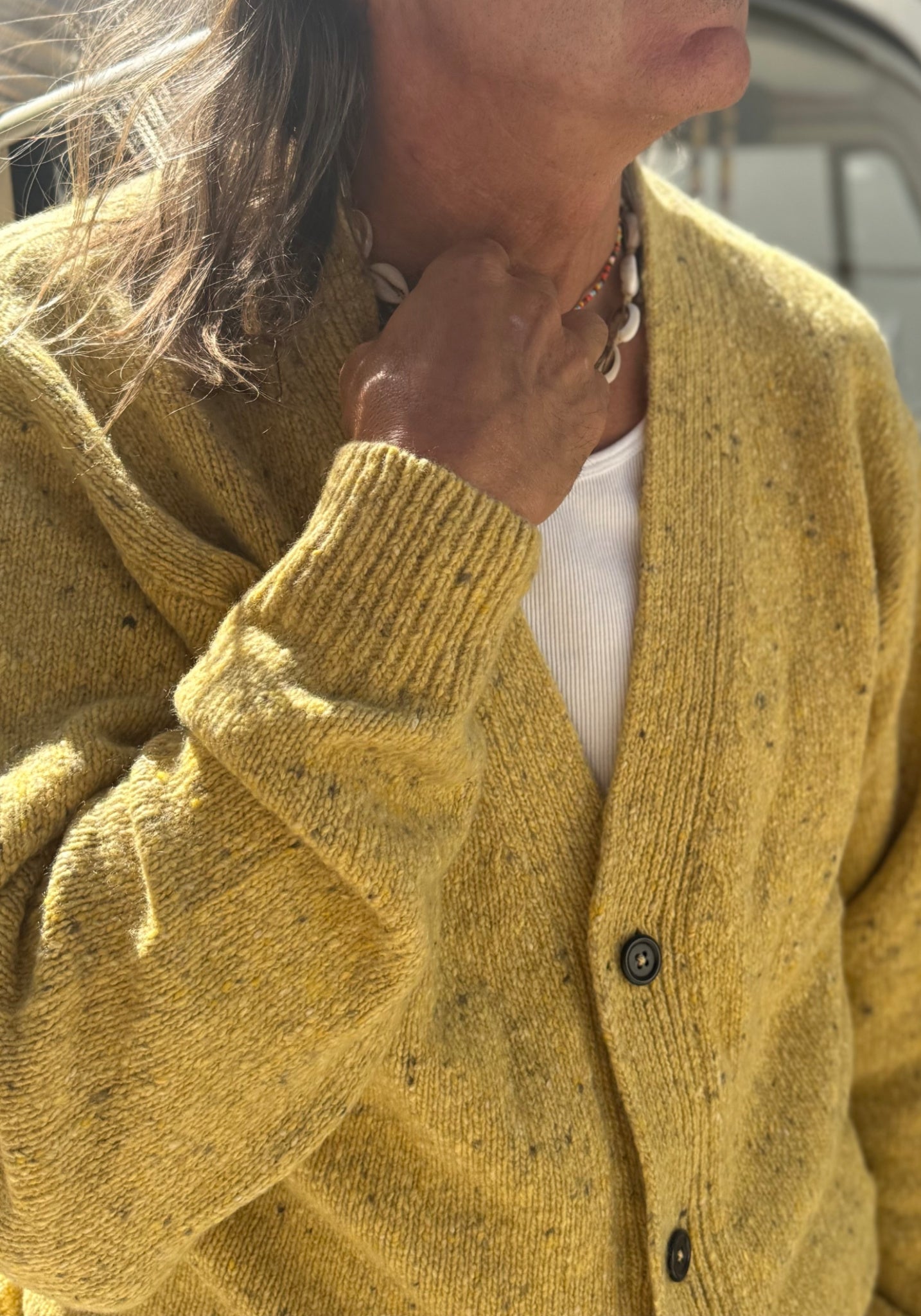 Cardigan din lână - Ammi Speckled Yellow