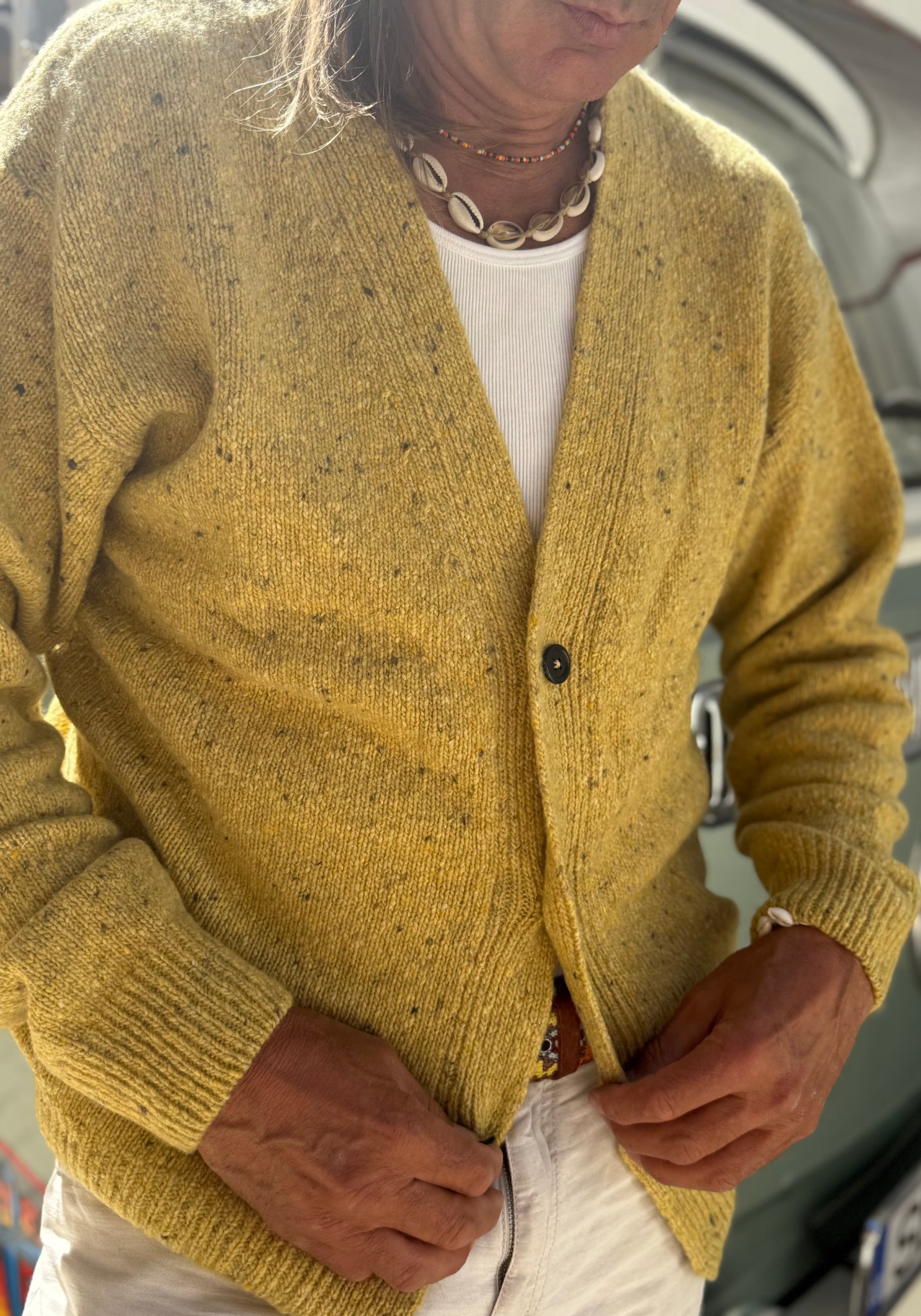 Cardigan din lână - Ammi Speckled Yellow