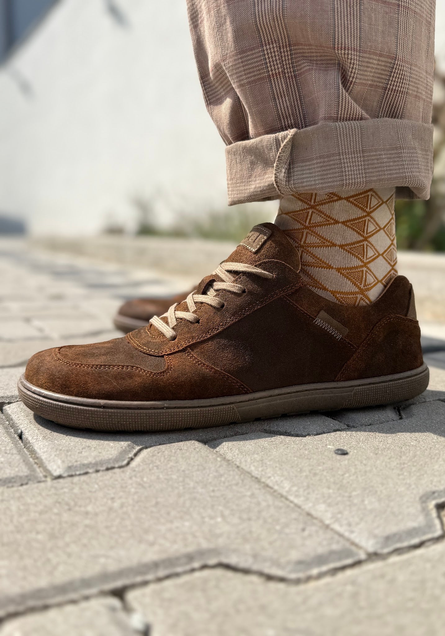 Sneakers Barefoot din piele întoarsă - Francie Cognac